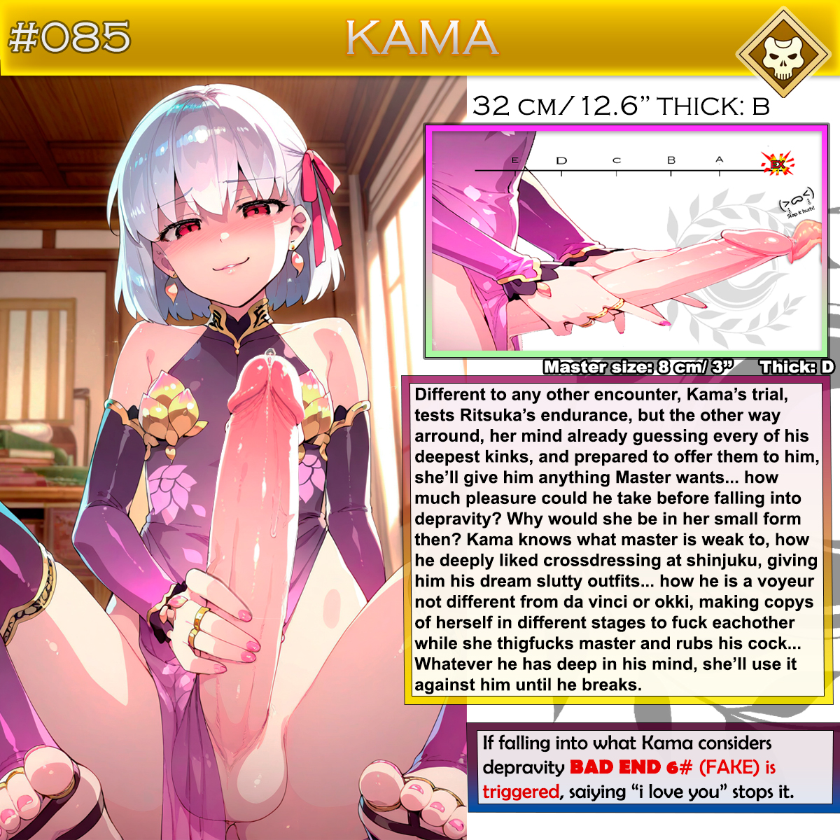 1futa, ai generated, brat, character sheet, comparing penis, english, english text, erection, fate (series), fate/grand order, fujimaru ritsuka (male), futa only, futanari, huge cock, intersex, kama (fate/grand order), light skin, light-skinned futa, male, multiple penises, nail polish, penis, red eyes, ring, sasakiwiwi, size comparison, size difference, size play, small but hung, small penis, smug, solo, toes, white hair
