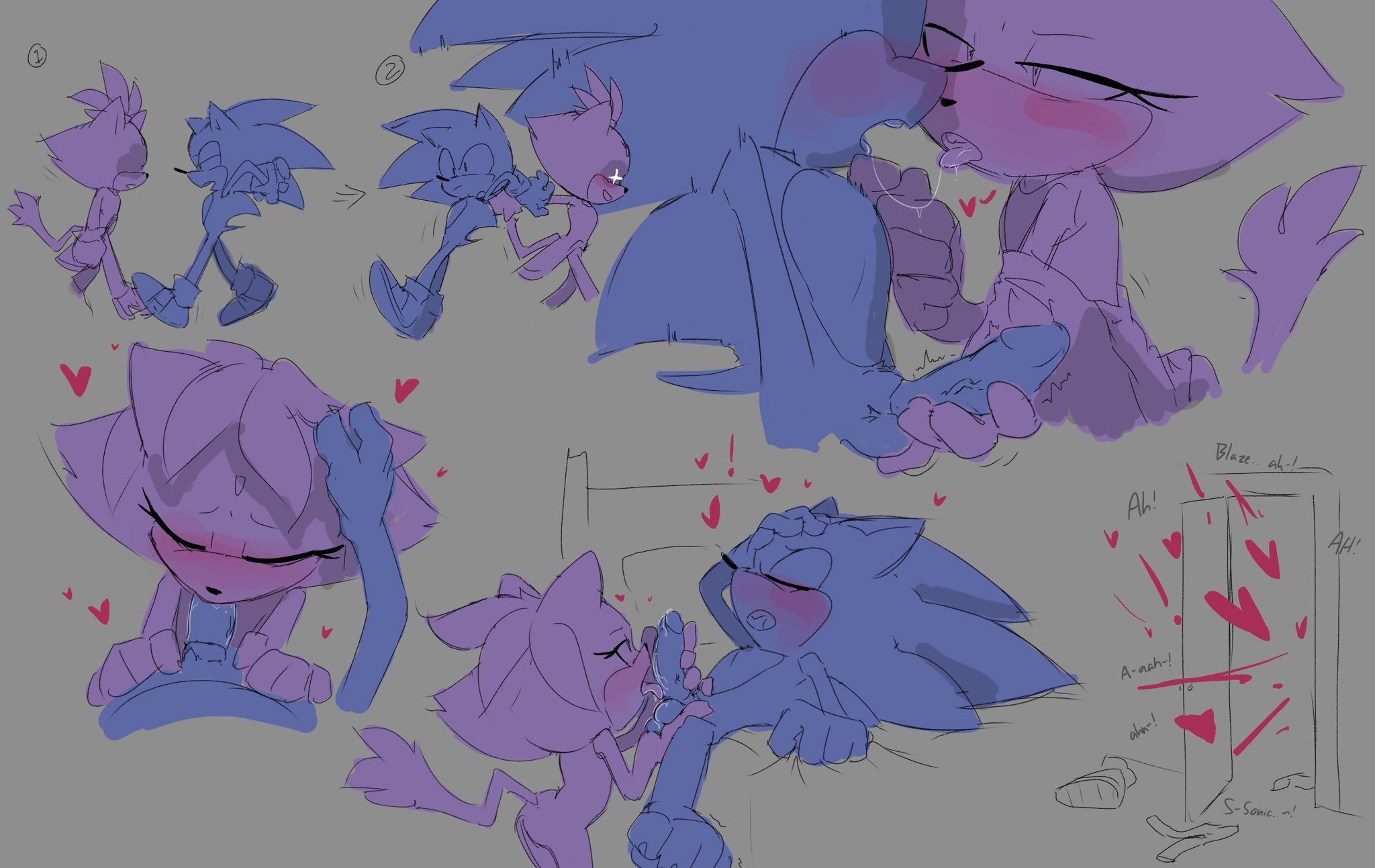 1boy, 1girls, 2toastyyy, assertive female, blaze the cat, blowjob, blush, female, french kiss, furry, furry only, handjob, heart, heart symbol, kissing, licking penis, looking pleasured, male, penis, romantic, romantic couple, sega, sonic (series), sonic the hedgehog, sonic the hedgehog (series), sucking, sucking penis, tongue