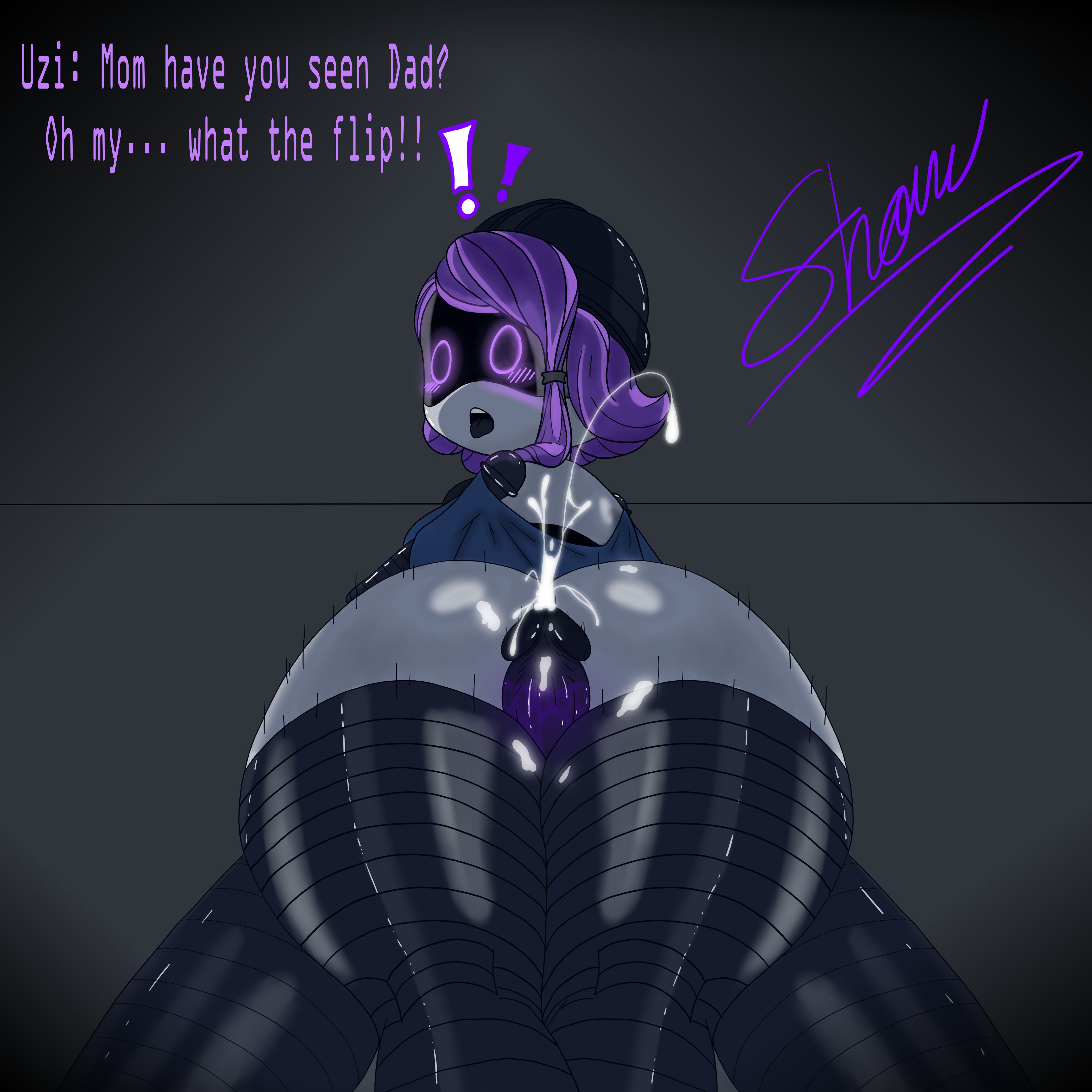 ass, cum, female, glitch productions, glowing cum, male, male/female, murder drones, nori (murder drones), robot, robot girl, shaneman420, thighs, white body, worker drone