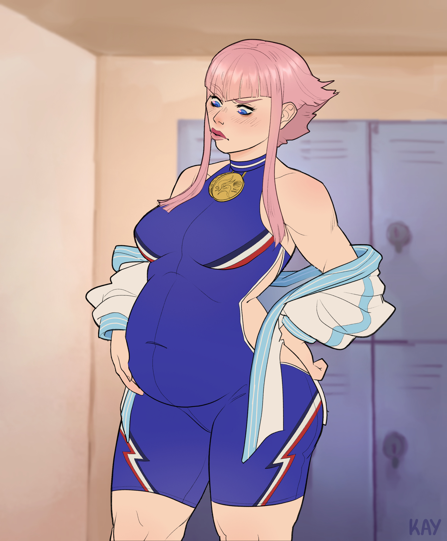 1girls, bbw, big belly, female, female only, huge belly, human, kay inthedark, manon legrand, overweight, overweight female, solo, solo female, standing, street fighter, tight clothing, weight gain, weight gain sequence