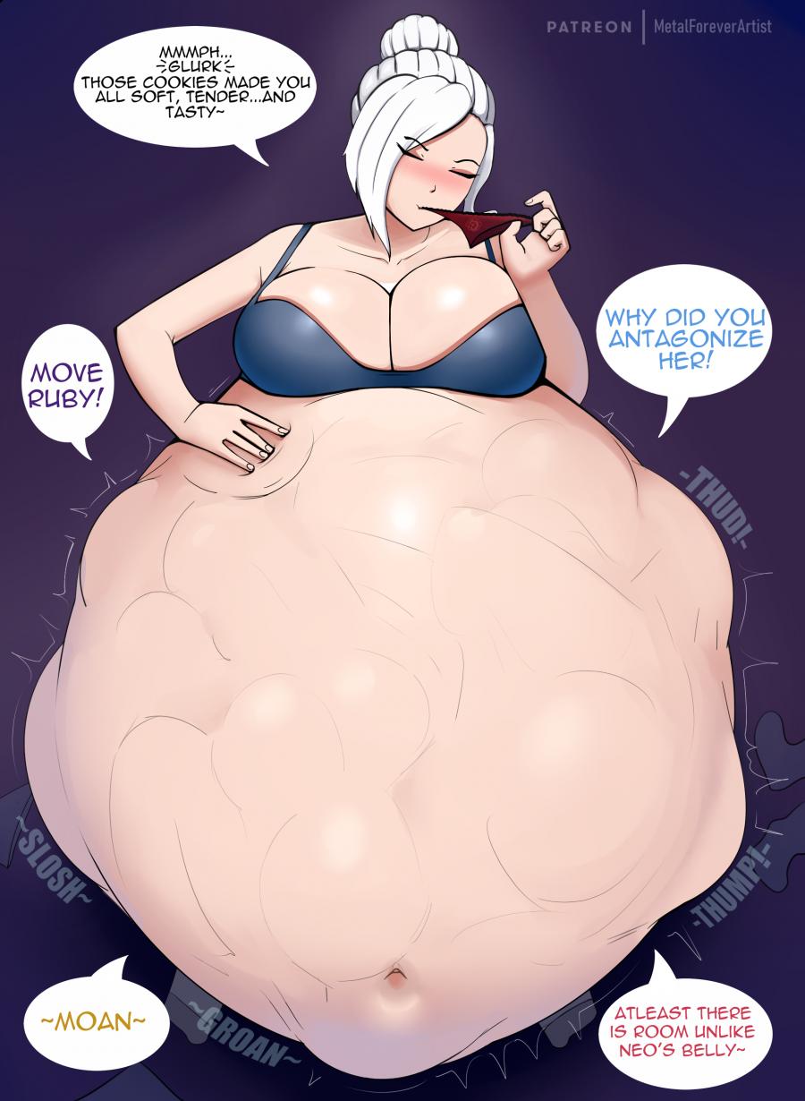 2d, 2d (artwork), 5girls, absurd res, artist name, belly overhang, big belly, blake belladonna, bloated belly, blush, breasts, burp, burping, burping up clothes, burping up items, closed eyes, clothed, clothes, clothing, color, colored, colored text, dialogue, digital media, digital media (artwork), english text, female, female focus, female only, female pred, female prey, female/female, groaning belly, growling, hair, hair bun, hand on stomach, hi res, highres, holding panties, huge belly, incest, lesbian, light skin, light-skinned female, metalforever, moaning, multiple females, multiple girls, multiple prey, onomatopoeia, oral vore, panties, panties in mouth, patreon, patreon username, prey outline, prey shaped bulge, purple background, red panties, rooster teeth, ruby rose, rwby, same size vore, sisters, sloshing belly, speech, speech bubble, standing, stomach, stomach bulge, stomach growling, stomach noises, struggling, struggling prey, team rwby, text, unwilling prey, vore, vore belly, weiss schnee, white hair, willing prey, winter schnee, yang xiao long, yuri