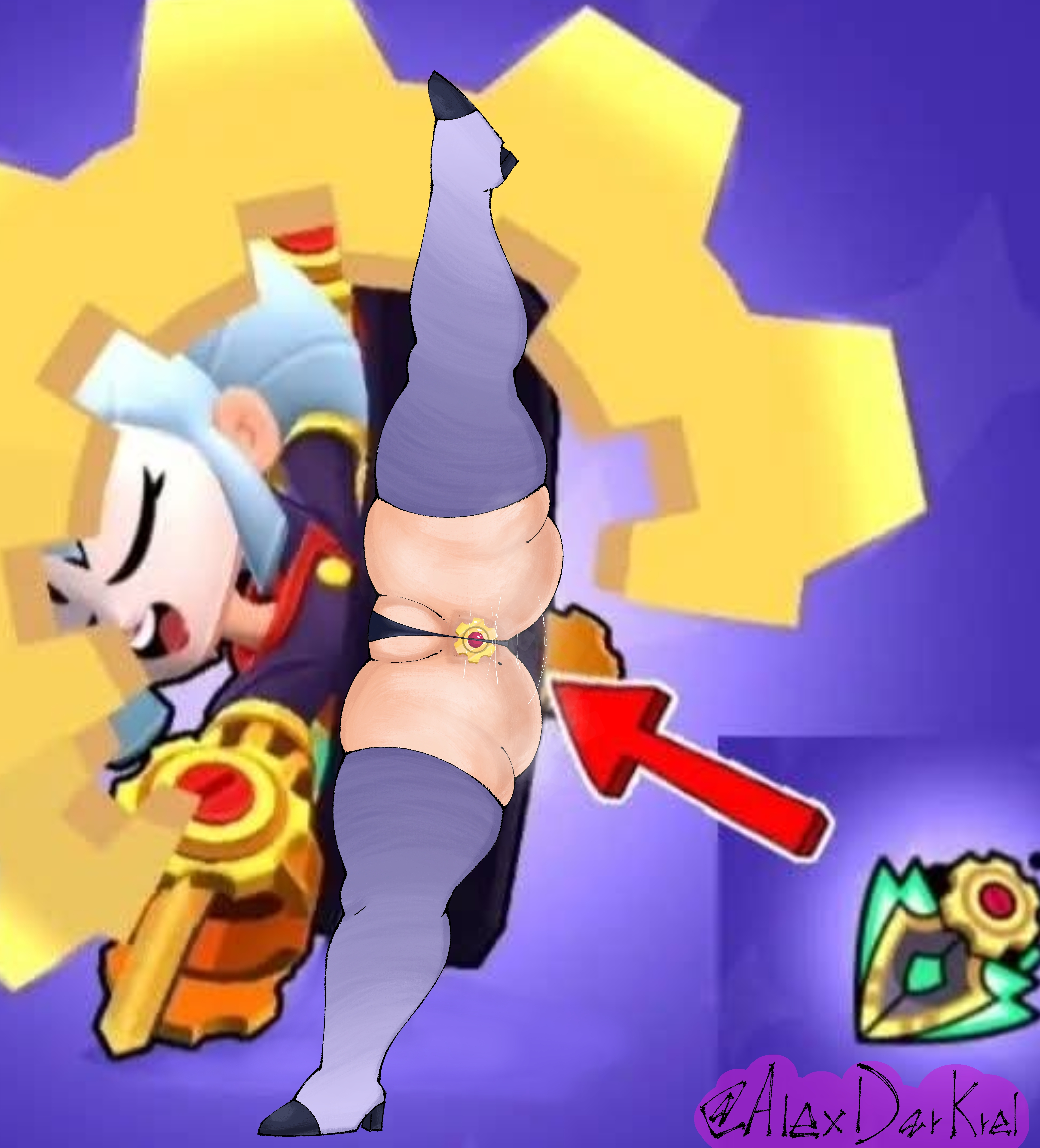 alexdarkrel, big ass, big butt, brawl stars, clockwork kaze (brawl stars), clothing, edit, female, flexible, juicy ass, kaze (brawl stars), mole, mole on ass, outdoors, panties, plug (sex toy), screenshot, screenshot edit, sexy pose, smile, standing, standing on one leg, steam, steaming body, supercell, thick ass, thick thighs, thigh socks, wet, wet ass