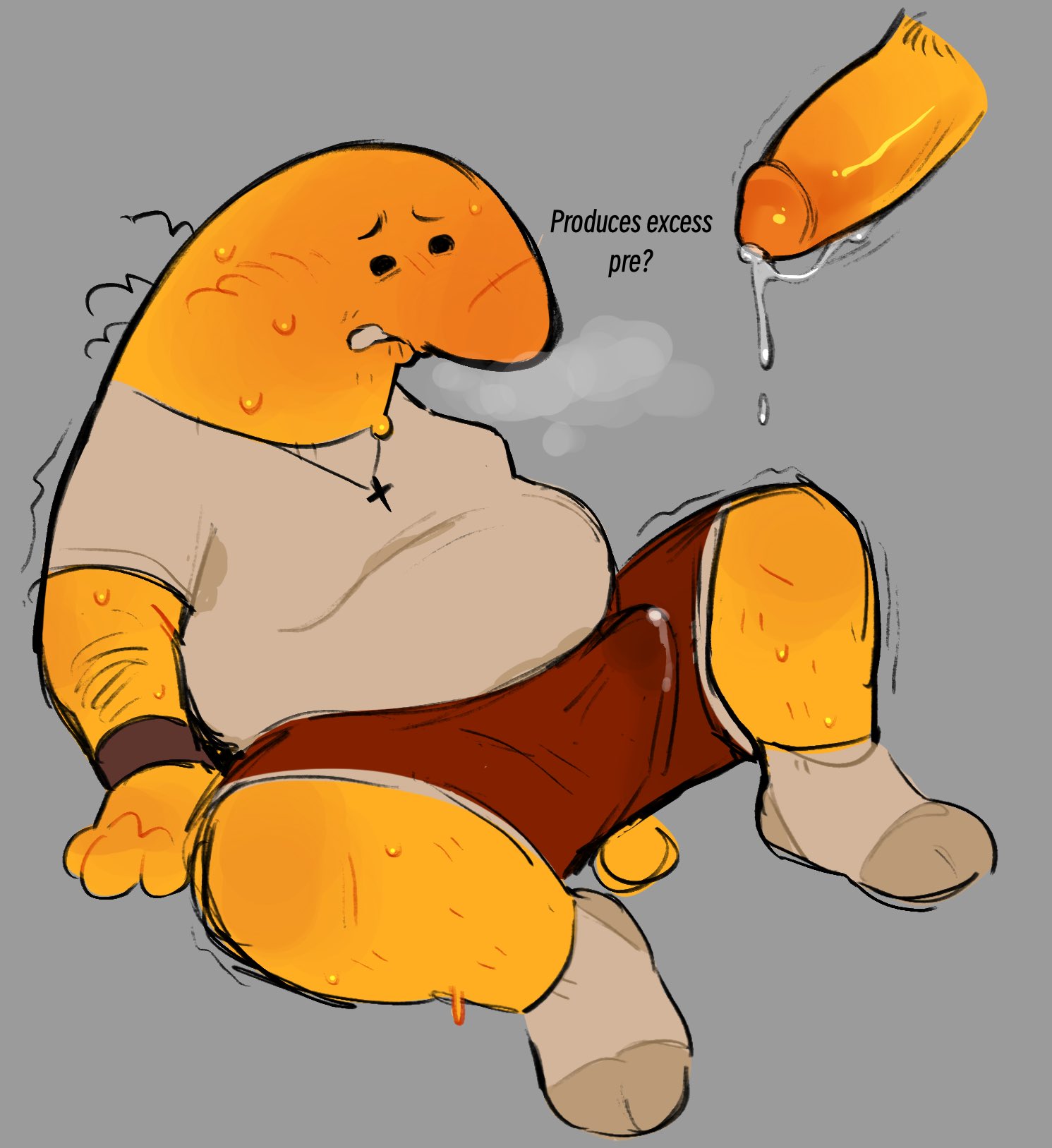 1boy, 2d, bulge, bulge through clothing, charlie (smiling friends), charlie dompler, clothed, digital media, erect penis, erection, erection under clothes, fat, fat male, full body, hard penis, heat, male, male only, penis, rancid430, rut, smiling friends, solo