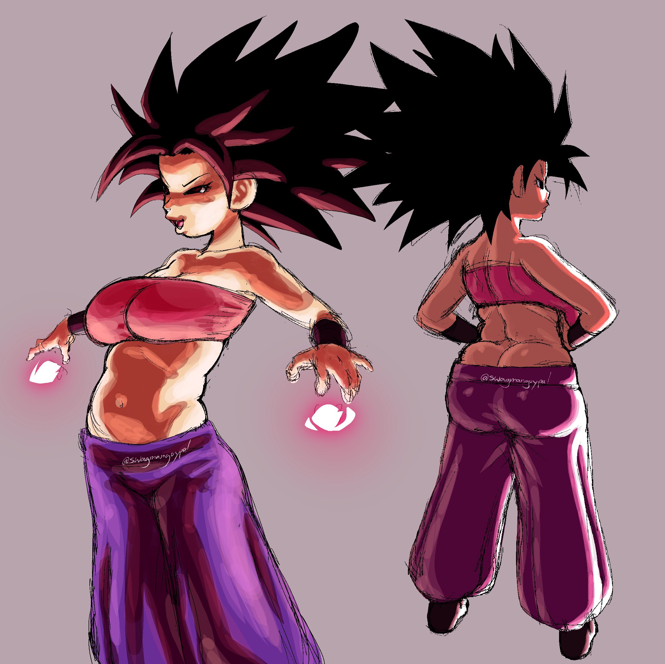 1girls, ass, caulifla, chubby, dragon ball, dragon ball super, female, swagmanguypal