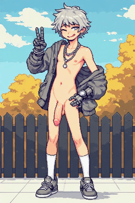 1boy 1femboy 2d 2d_(artwork) ai ai_art ai_generated anthonymay bare_chest battle_for_bfdi battle_for_dream_island battle_for_dream_island_again bfb bfdi bfdia big_penis exposed_nipples exposed_penis femboy femboy_only grey_hoodie grey_shoes grey_sneakers hoodie light-skinned_male light_skin male male_only messy_hair necklace nickel_(bfdi) object_show object_show_community object_shows off_shoulder osc peace_sign perchance_ai pixel_art practically_nude prosthetic_arm short_hair silver_hair skinny slim solo solo_femboy solo_male standing tongue_out v_sign white_socks