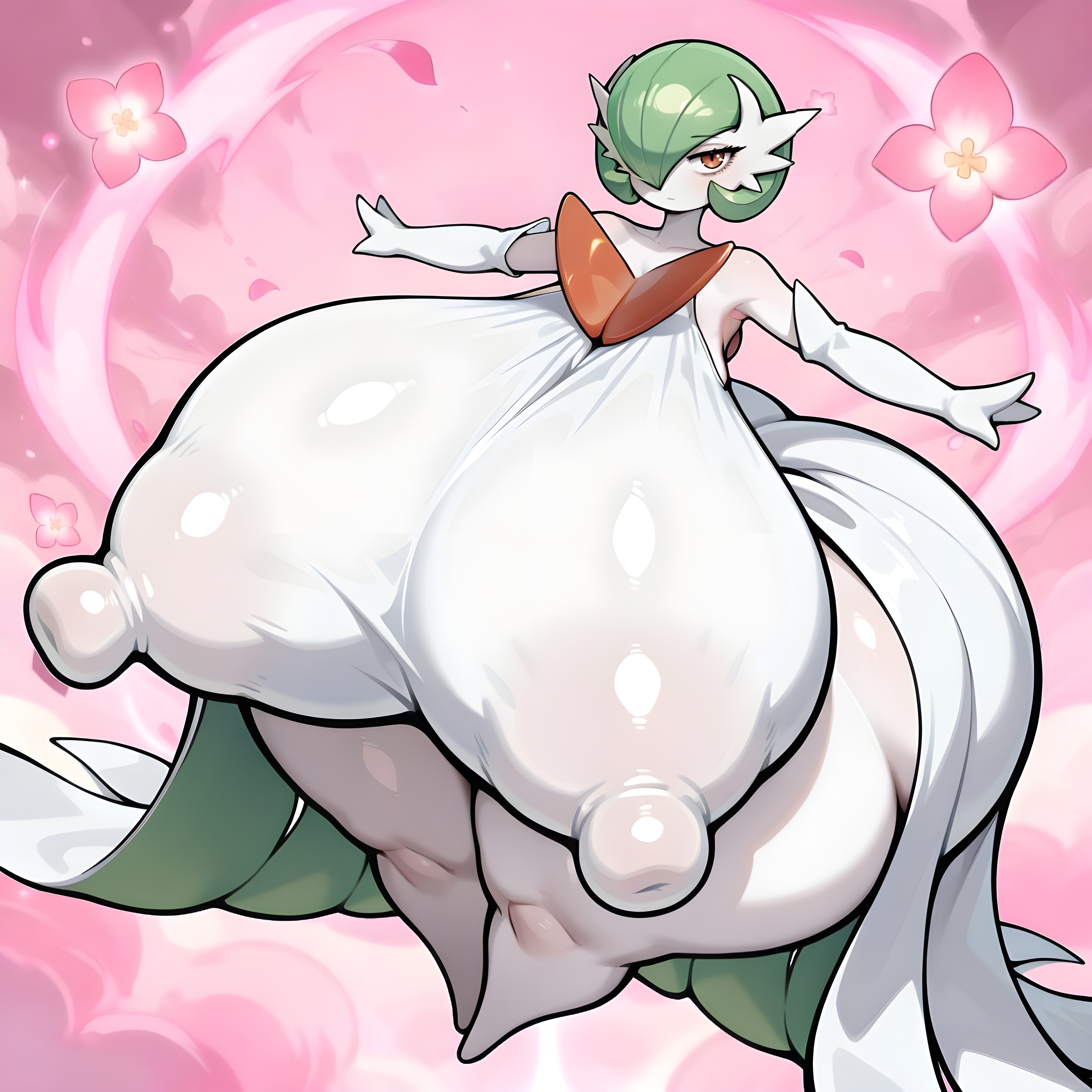 ai generated, game freak, gardevoir, hyper, hyper ass, hyper breasts, hyper hips, hyper nipples, hyper thighs, karlov 13, mega evolution, mega gardevoir, nipple bulge, pokemon, pokemon (species)