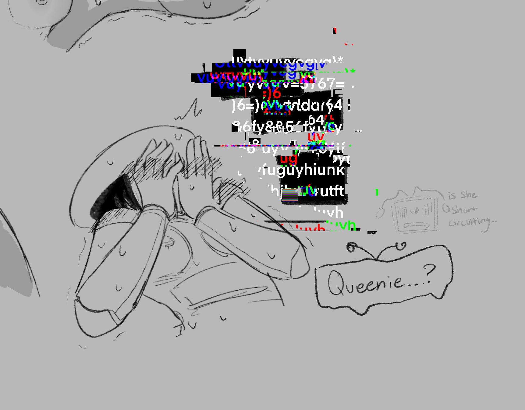 2d (artwork), breasts, cumming, deltarune, dialogue, explicit, naked, naked female, queen (deltarune), sex, sketch, sketch page, strawpage request, tenna (deltarune), toby fox, undertale (series), unknown artist, wigglylamp92