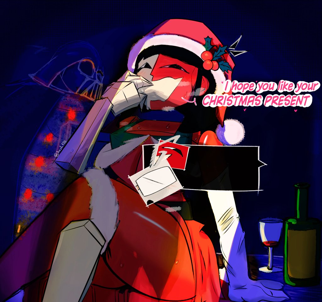 black hair, christmas, christmas clothing, christmas headwear, christmas outfit, christmas tree, dialogue box, dream bbq, ena, ena (dream bbq), ena (series), peruvian female, yuri