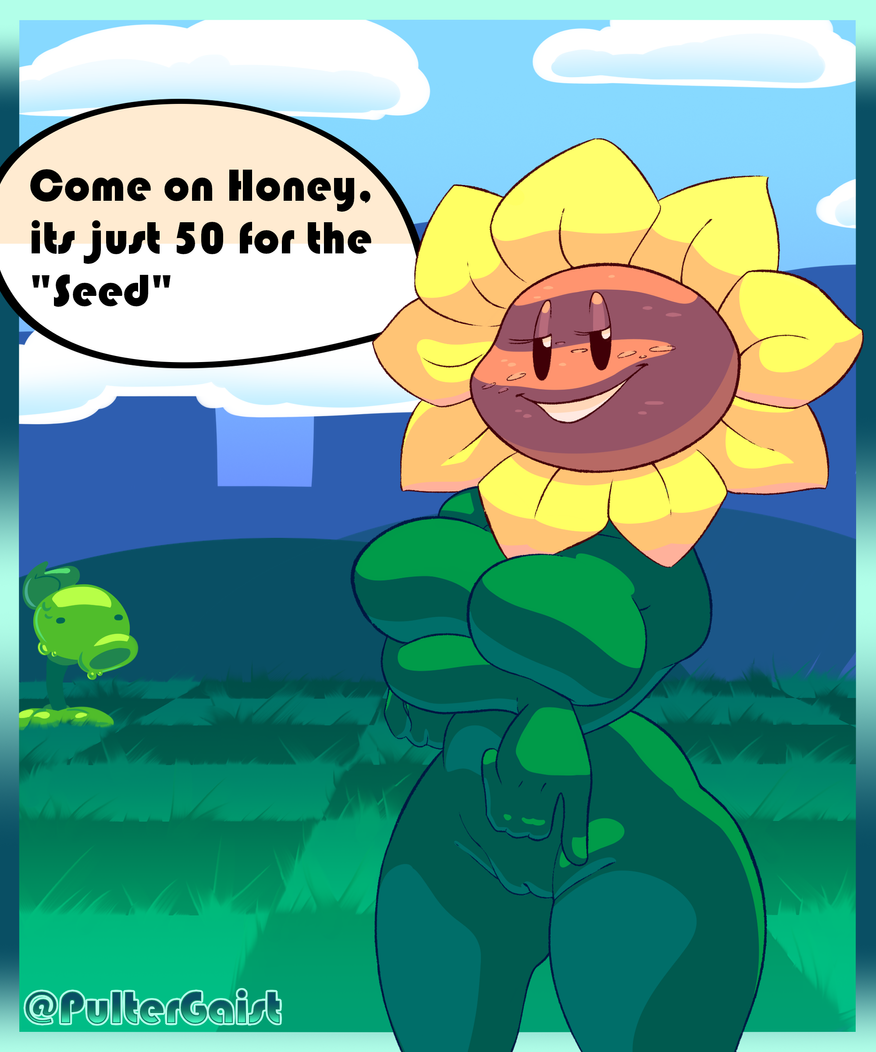 1girls anthro anthrofied ass breasts female flora_fauna peashooter_(pvz) plant plant_girl plant_humanoid plantie plants_vs._zombies plants_vs_zombies popcap_games pultergaist pussy sunflower sunflower_(pvz)