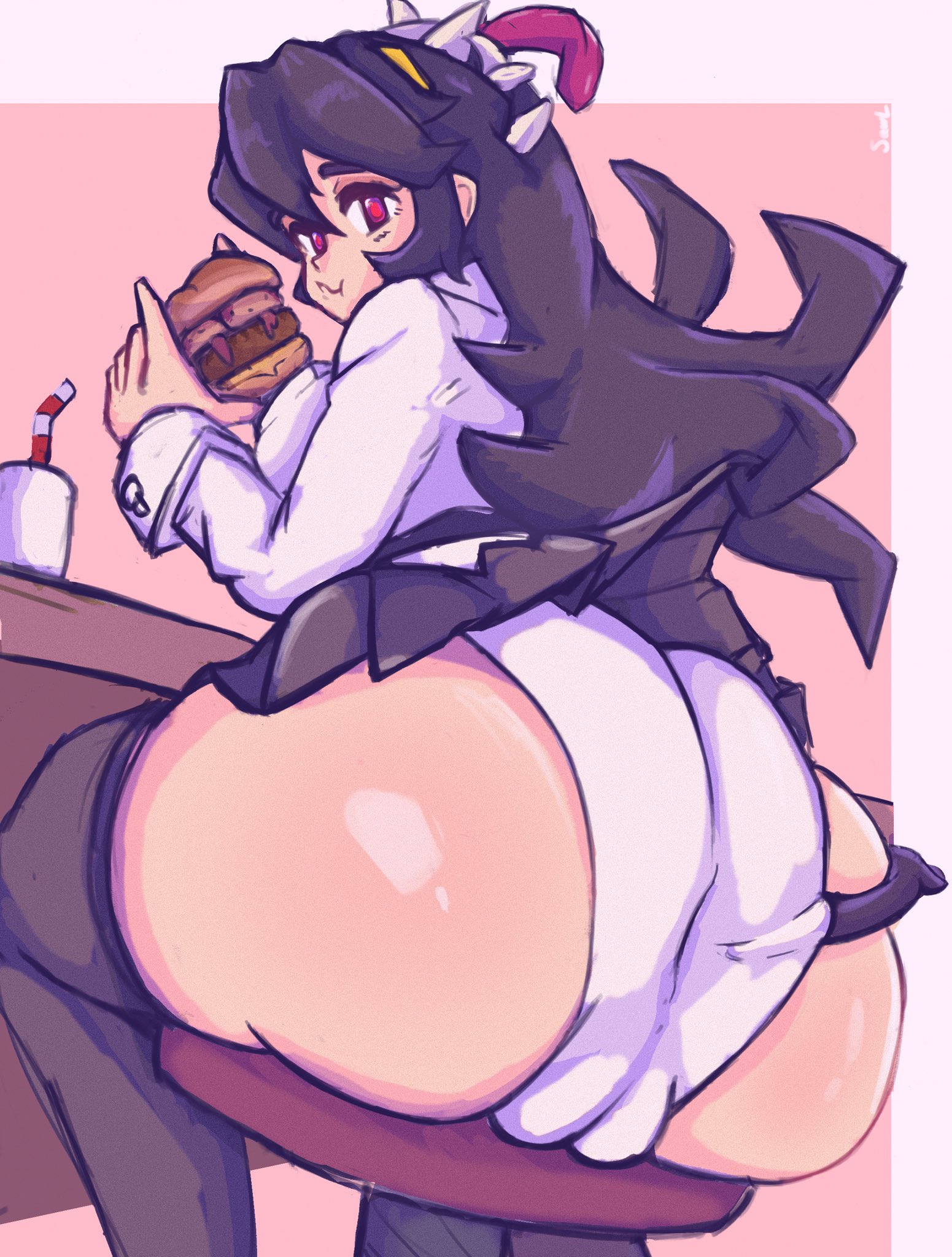 ass, ass focus, female, filia (skullgirls), huge ass, notsawl, panties, samson (skullgirls), skullgirls, thighhighs