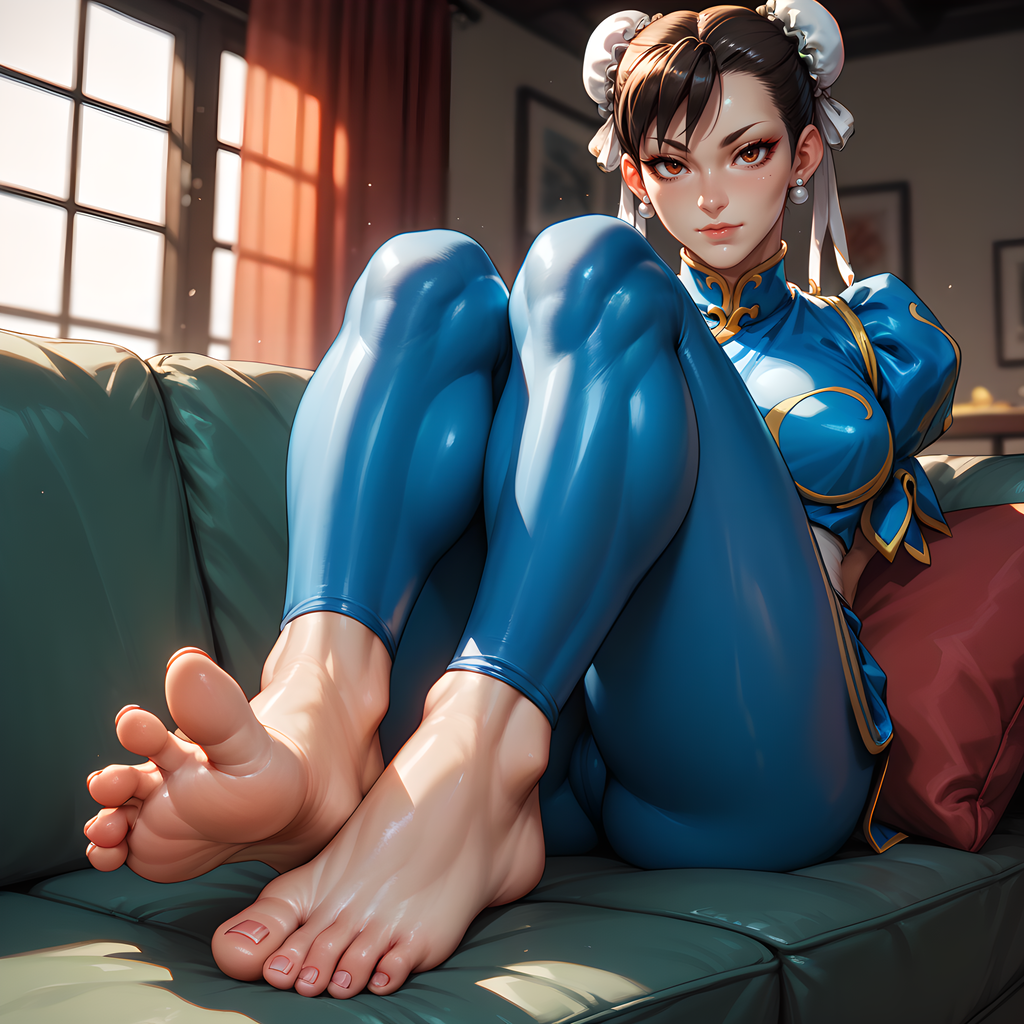 ai_generated apartment cameltoe chun-li eogard_orc foot_fetish foot_focus foot_worship looking_at_viewer presenting_feet sitting_on_couch street_fighter tight_pants