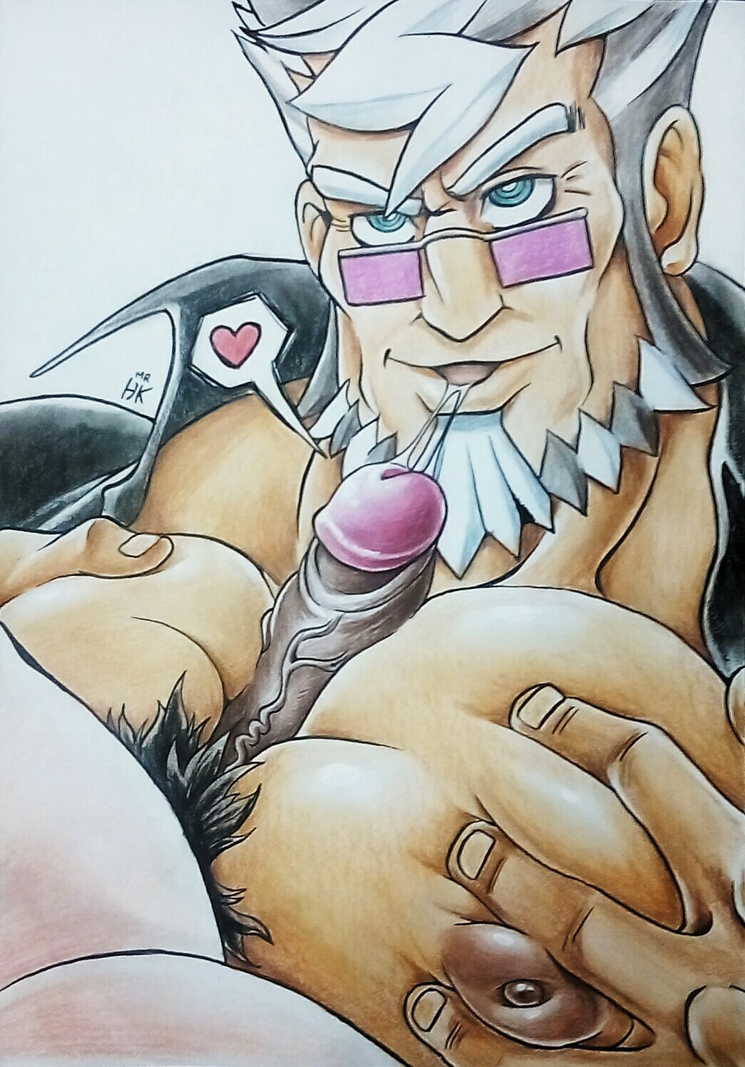 2boys ace_attorney bara bara_tiddies bara_tits big_chest big_pecs blue_eyes capcom damon_gant dark_penis dilf facial_hair gay gigantic_chest gigantic_pecs glasses gyakuten_saiban huge_chest huge_nipples huge_pecs human large_pectorals looking_over_eyewear looking_over_glasses looking_over_sunglasses looking_up male male_only man_boobs man_breasts massive_chest massive_pecs moobjob moobs muscle nipples old_man older_male oral paizuri pecjob pecs penis penis_between_pecs pink-tinted_eyewear pubic_hair smile solo_focus sunglasses tinted_eyewear titfuck titjob veiny_penis villain white_hair yaoi zombiehk