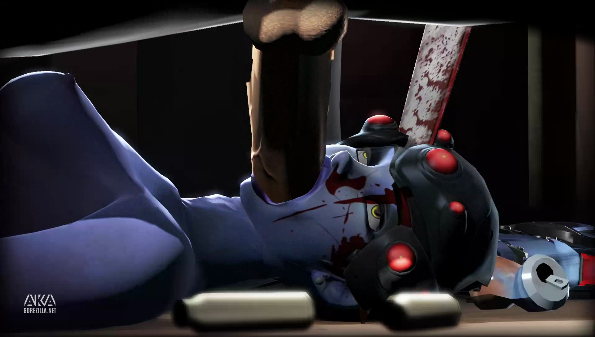 3d, balls, blizzard entertainment, blood, breasts, dead, death, female, female death, gore, guro, irrumatio, knife, male, necrophilia, oral, overwatch, penis, sex, sideboob, source filmmaker, trihaf, widowmaker