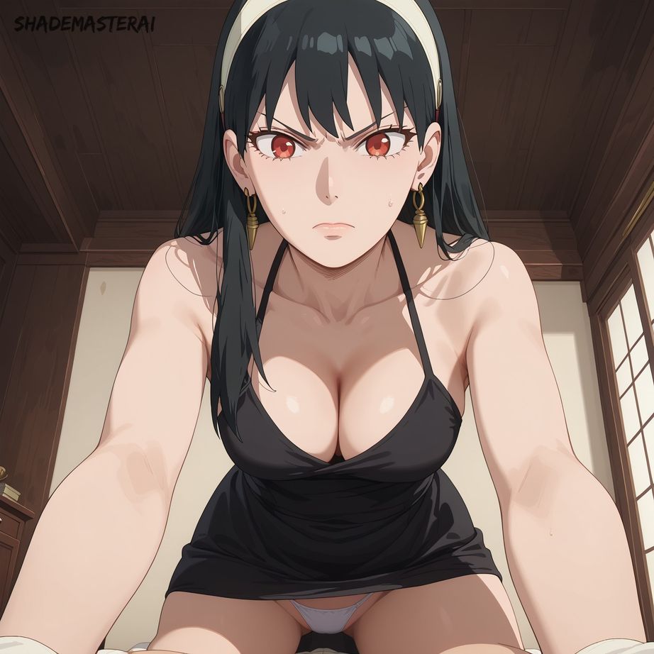 1girls, ai generated, female, looking at viewer, panties, pov, shademasterai, spy x family, yor briar