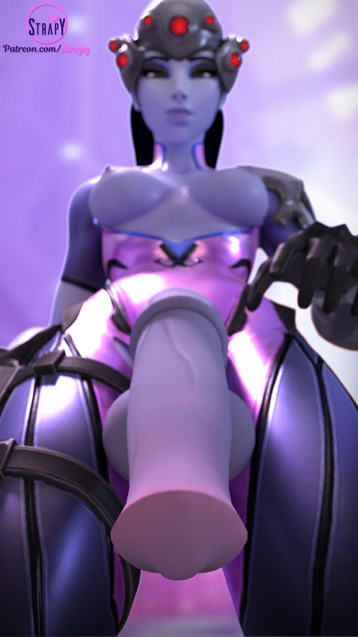 1futa, 3d, animal genitalia, animal genitalia on humanoid, areolae, balls, blender, breasts, erection, futa only, futanari, horsecock, horsecock futa, horsecock on humanoid, huge cock, intersex, looking at viewer, nipples, overwatch, penis, solo, solo futa, strapy, taker pov, testicles, widowmaker