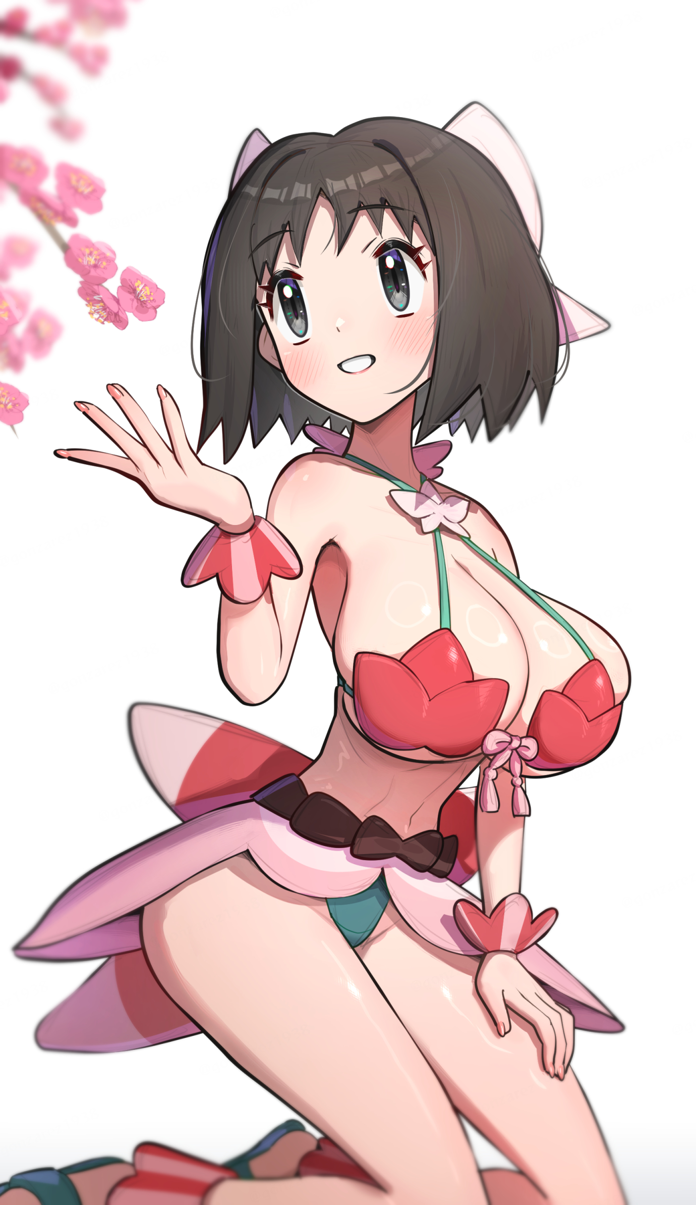 1girls, adapted costume, alternate breast size, alternate costume, bikini, breasts, erika (pokemon), female, gonzarez, highres, large breasts, nintendo, palentine's day erika (pokemon masters), pokemon, pokemon masters, pokemon masters ex, swimsuit