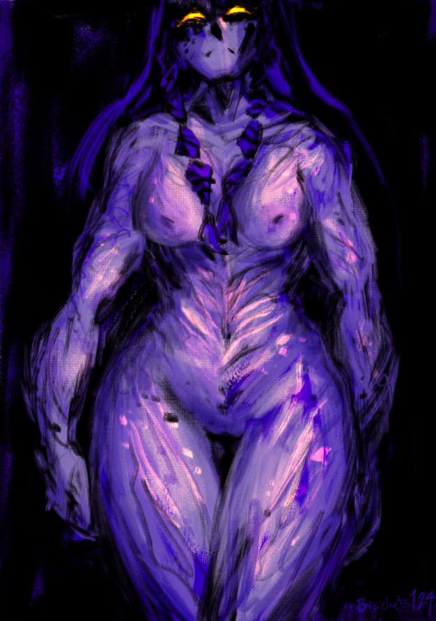 animal_humanoid athletic athletic_female bracketsxxx braided_hair breasts dragon dragon_humanoid female genitals glowing glowing_eyes hair humanoid long_hair mythological_creature mythological_scalie mythology nipples nude purple_body purple_hair pussy scalie shyvana solo tall thigh_gap