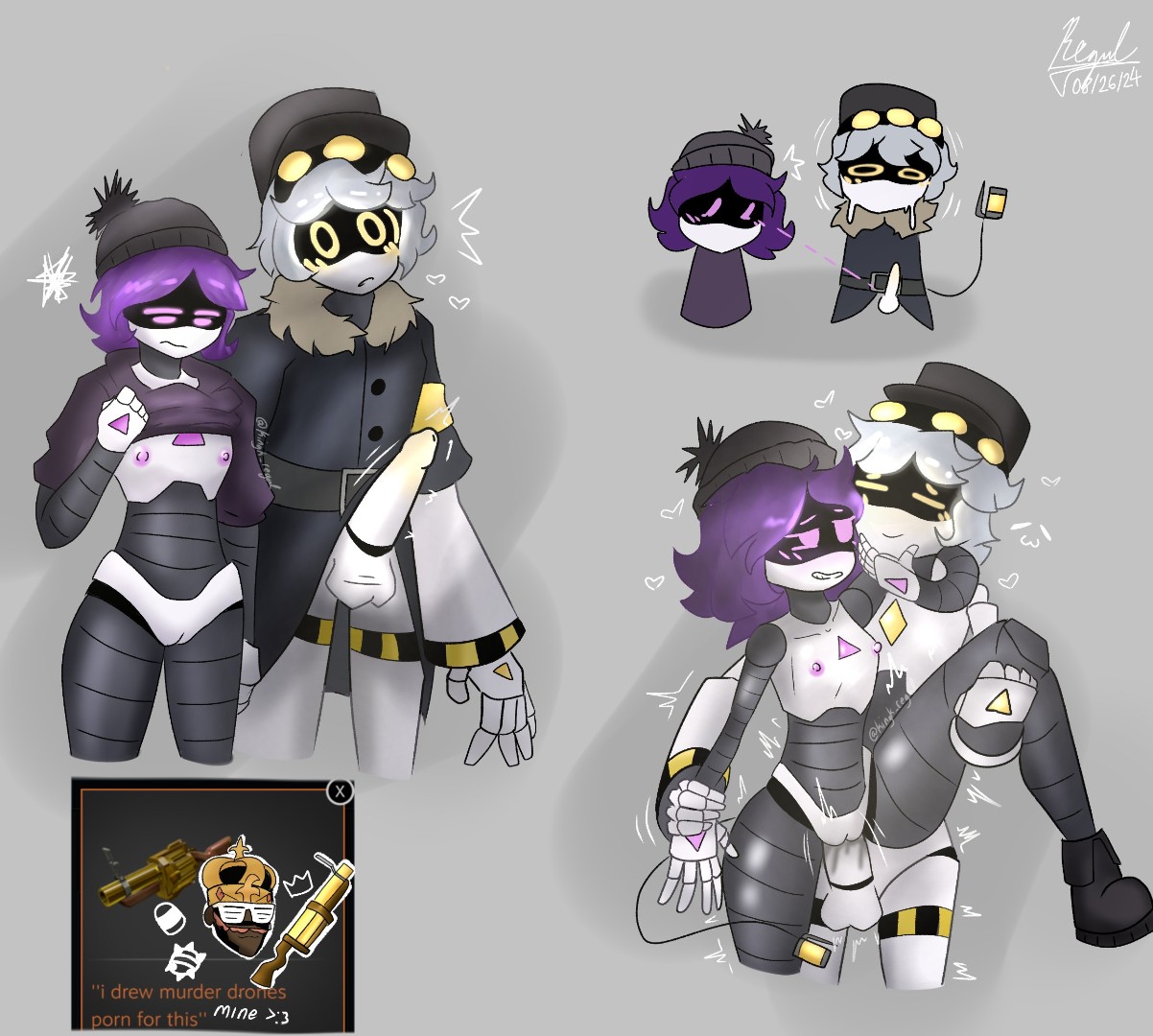 1boy, 1girls, 2d, arm around neck, artist request, canon couple, erect penis, erection, female, female penetrated, glitch productions, huge penis, humanoid, humanoid female, humanoid male, leg lift, male, male penetrating, male penetrating female, murder drones, n (murder drones), nipples, penetration, penis, pussy, robot, robot boy, robot girl, robot humanoid, screen face, sex, shirt lift, shirt up, straight, uzi (murder drones), vagina, vaginal, wrist grab