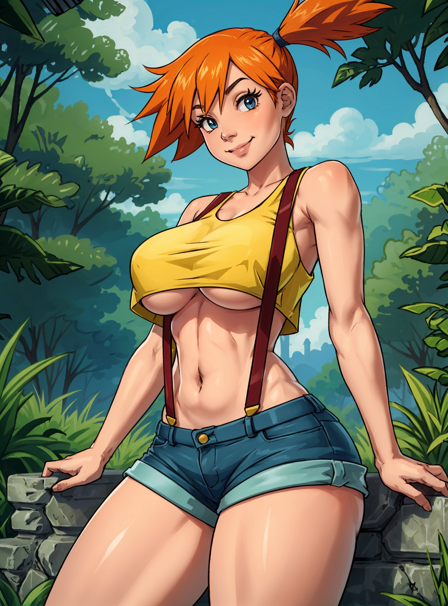 1girls, ai generated, female, female only, human, kasumi (pokemon), looking at viewer, makimass ai, misty (pokemon), pokemon, solo