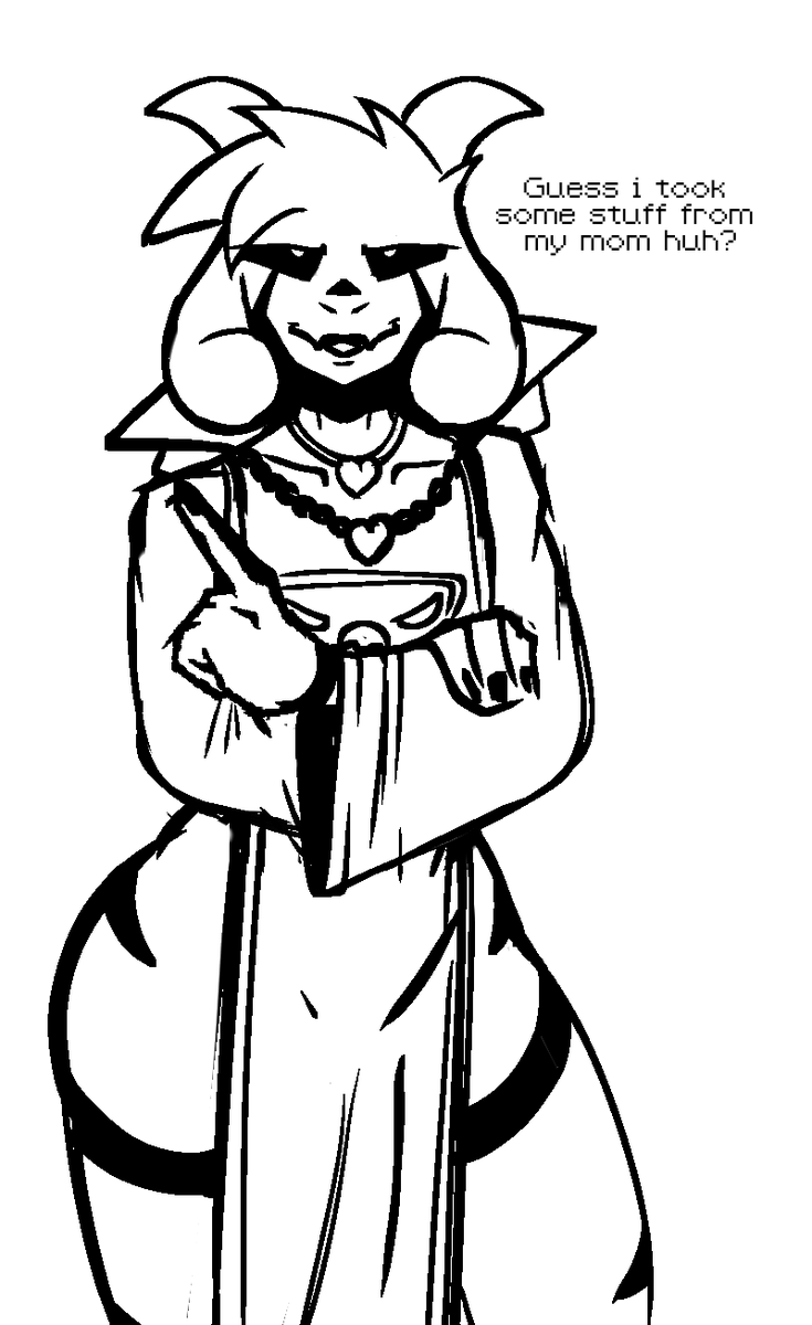 1boy anthro asriel asriel_dreemurr choker femboy fingers goat horn horns male male_only nanodude78 no_color text thick_thighs undertale undertale_(series)