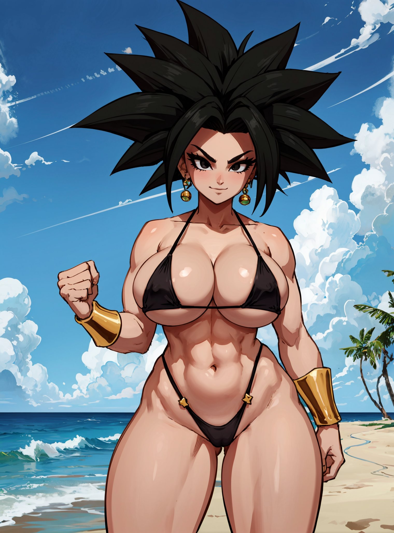 ai generated, bikini, dragon ball, dragon ball super, female, kefla, looking at viewer, makimass ai