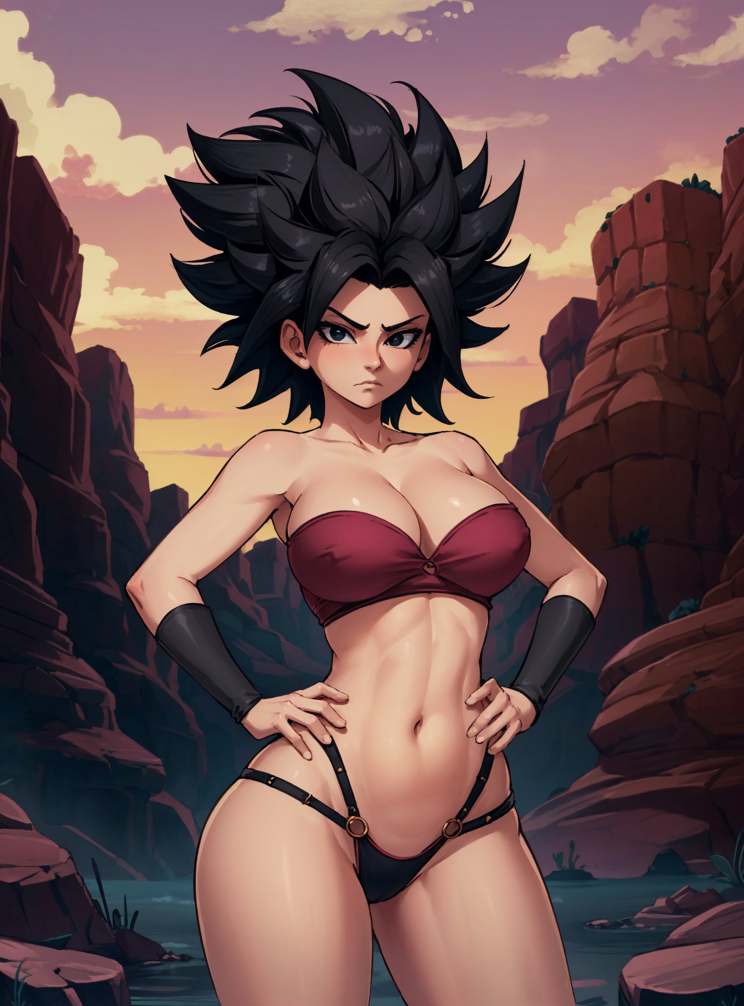 ai generated, caulifla, dragon ball, dragon ball super, female, looking at viewer, makimass ai