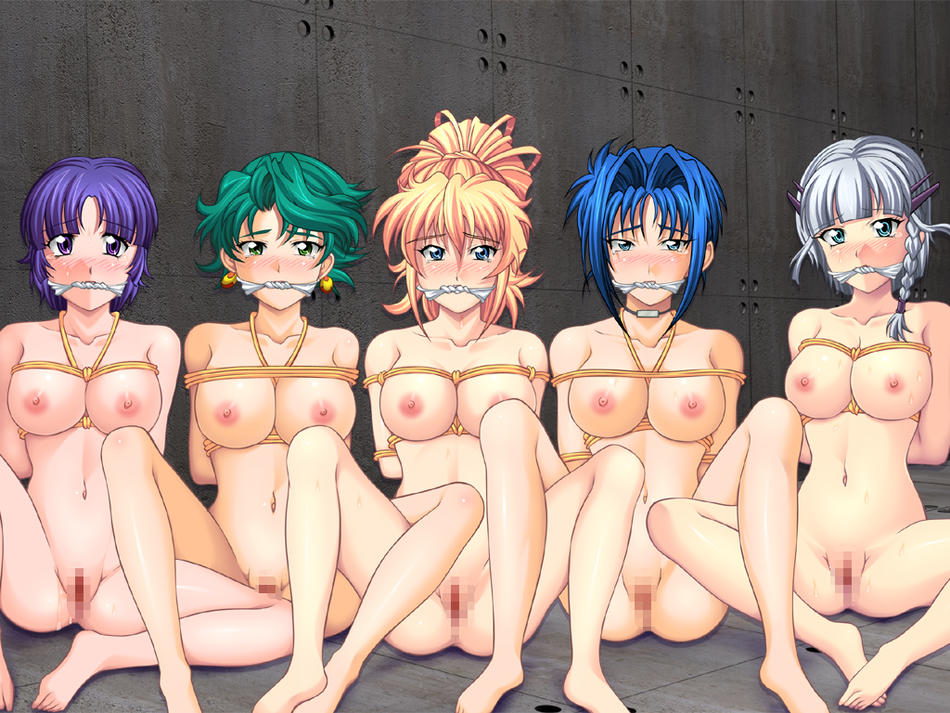 5girls areolae arms_behind_back aya_kobayashi bangs barefoot blonde_hair blue_eyes blue_hair blunt_bangs blush bondage box_tie braid breast_bondage breasts censored choker cleave_gag cloth_gag crossed_arms earrings embarrassed everyone excellen_browning feet female gag gagged green_eyes green_hair hair_between_eyes hair_intakes hair_ornament hairclip high_ponytail jewelry kobayashi_aya kusuha_mizuha large_breasts lineup looking_at_viewer mosaic mosaic_censoring multiple_girls multiple_subs nao_takami navel nipples nude parted_bangs payot ponytail purple_eyes pussy pussy_juice rope seolla_schweizer short_hair side_braid silver_hair sitting slave source_request spread_legs super_robot_wars sweat swept_bangs take_your_pick tears tied_hair viletta_badam wallpaper