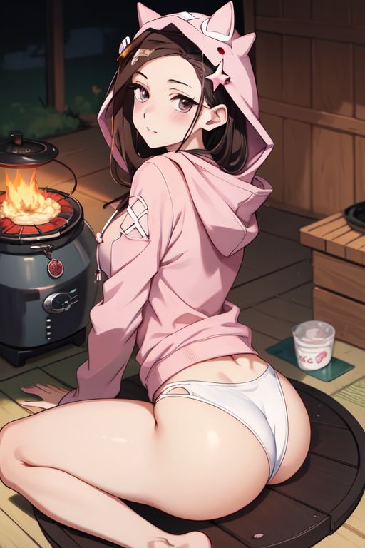 ai generated, arched back, ass, demon slayer, female, kamado nezuko, kimetsu no yaiba