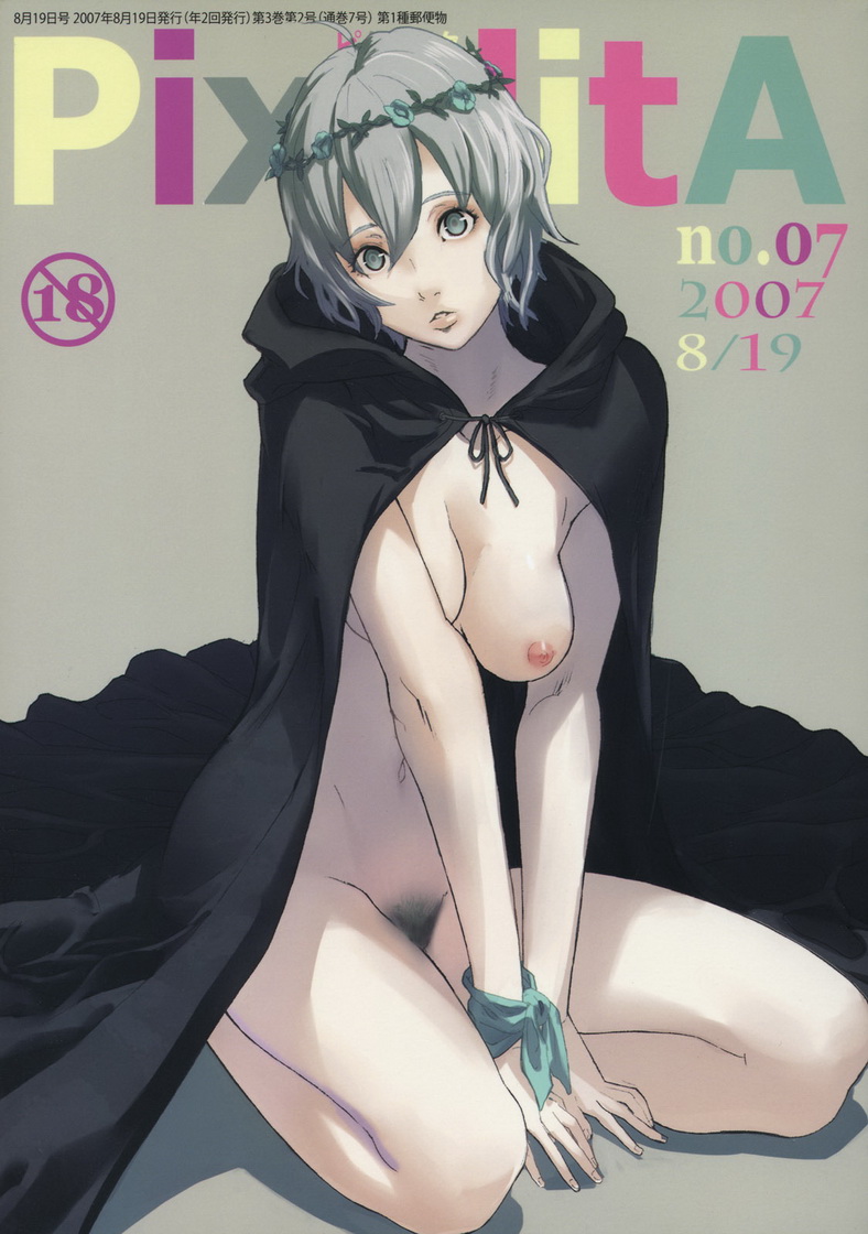 character_request cover female female_only flower hair itsuki_kousuke manga nipples nude pointy_chin pubic_hair short_hair solo