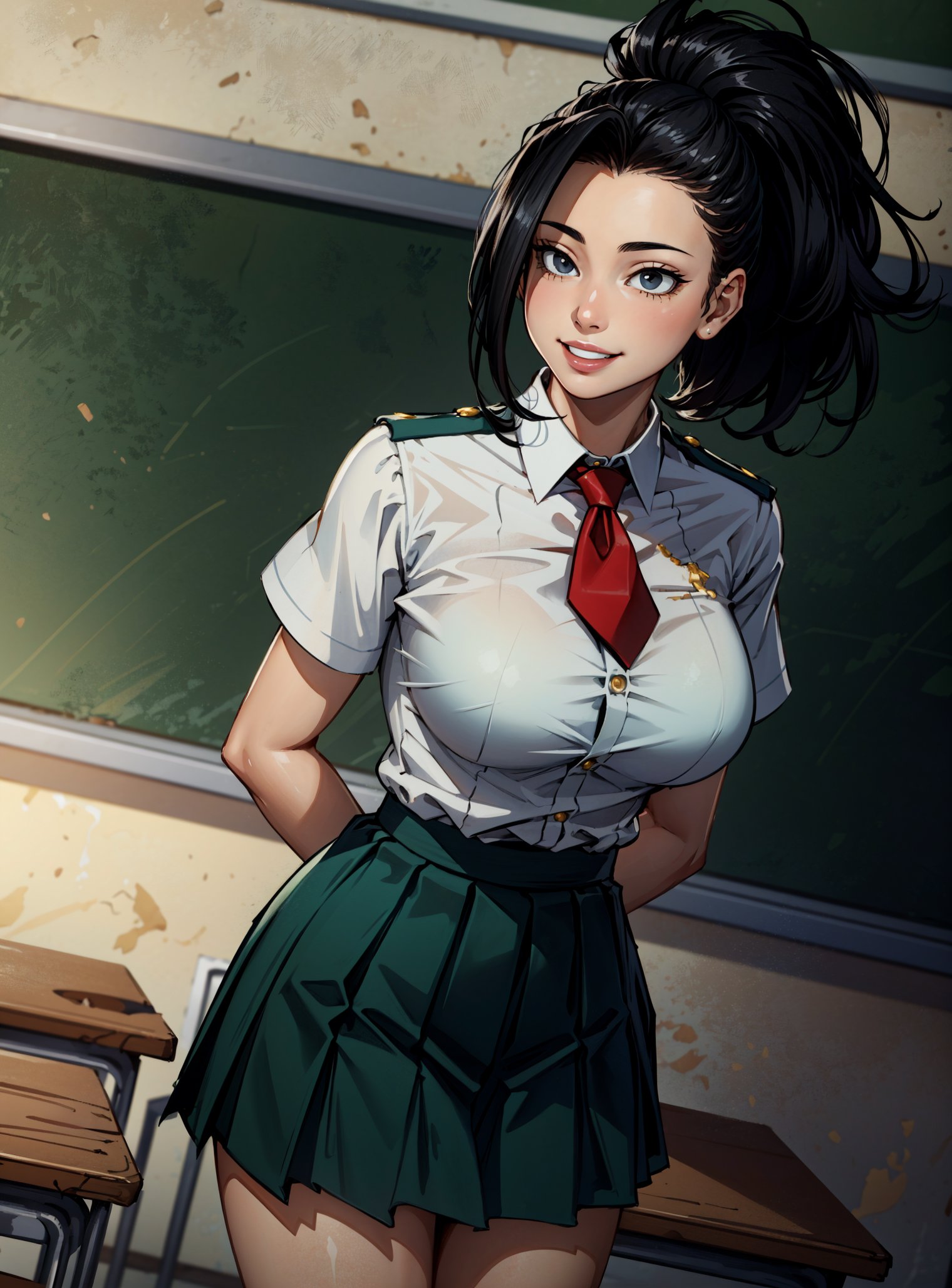 ai generated, female, looking at viewer, makimass ai, momo yaoyorozu, my hero academia