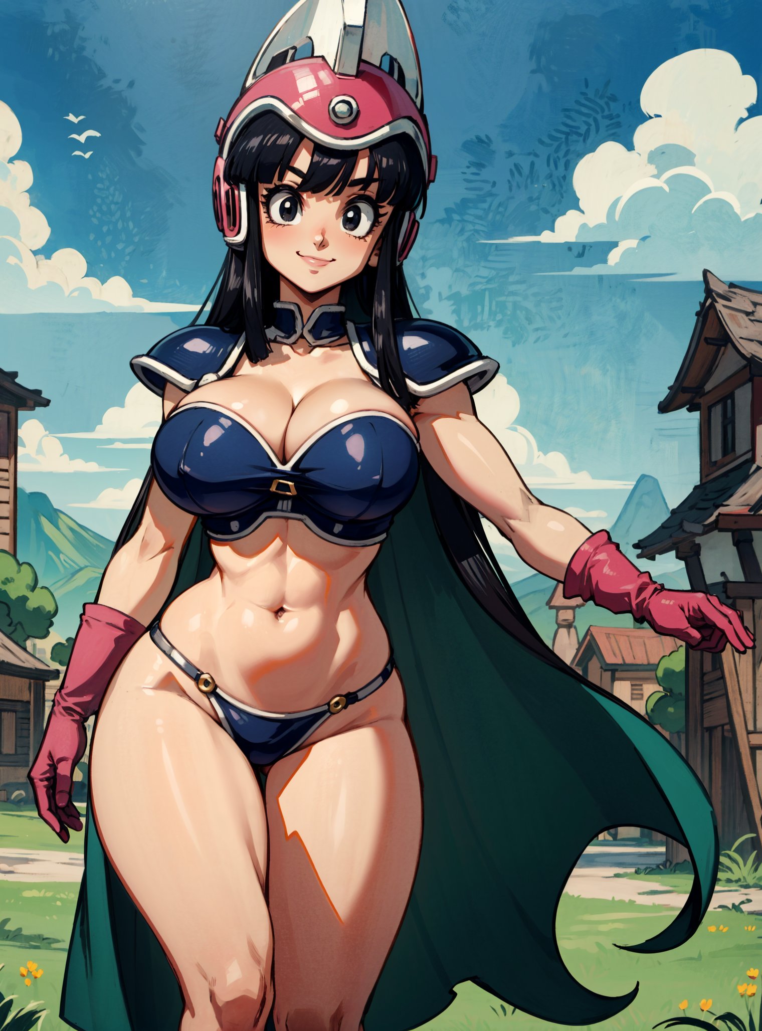 ai generated, chichi, dragon ball, dragon ball z, female, looking at viewer, makimass ai