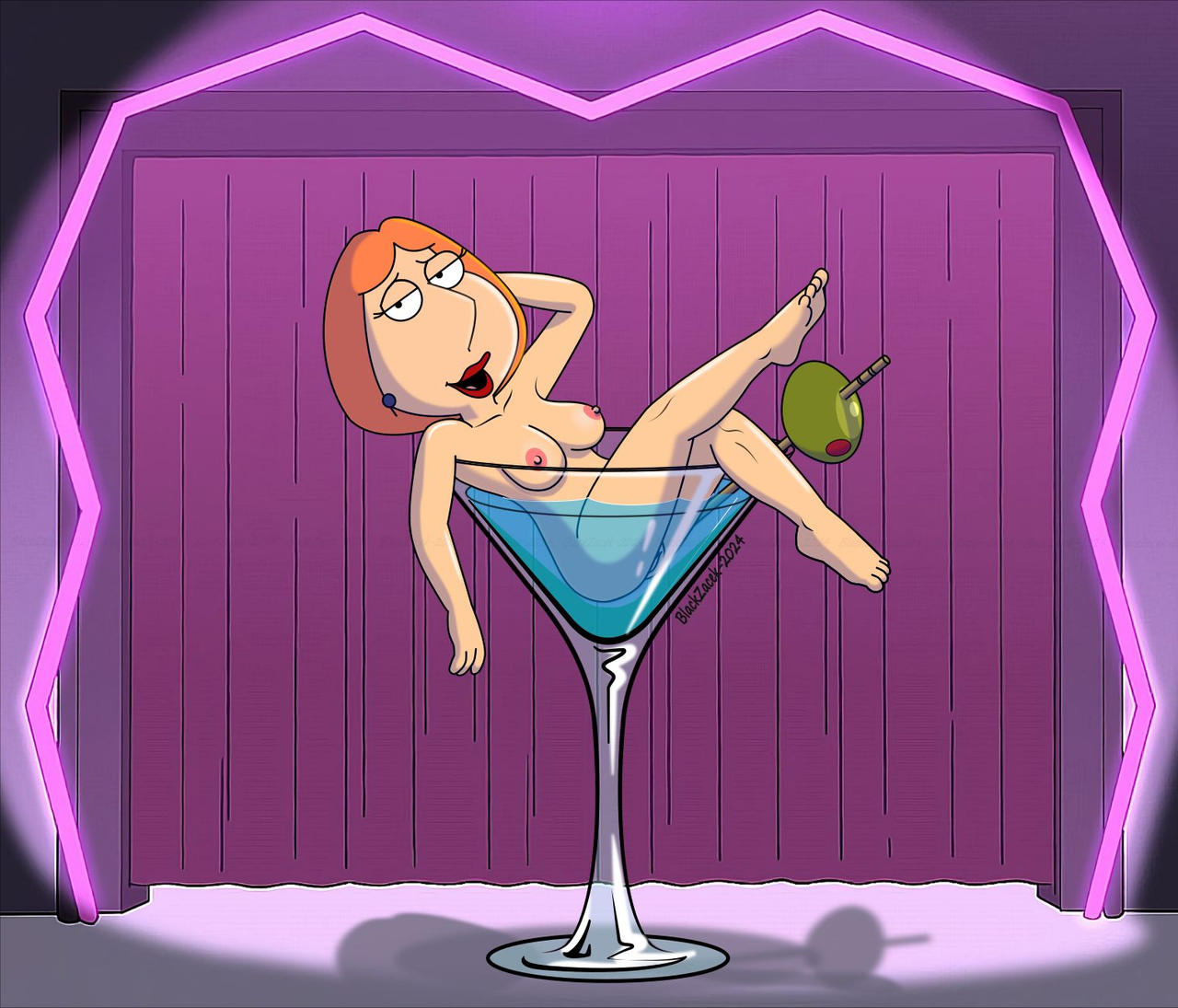 accurate_art_style blackzacek completely_nude_female family_guy glass_cup lois_griffin stripper