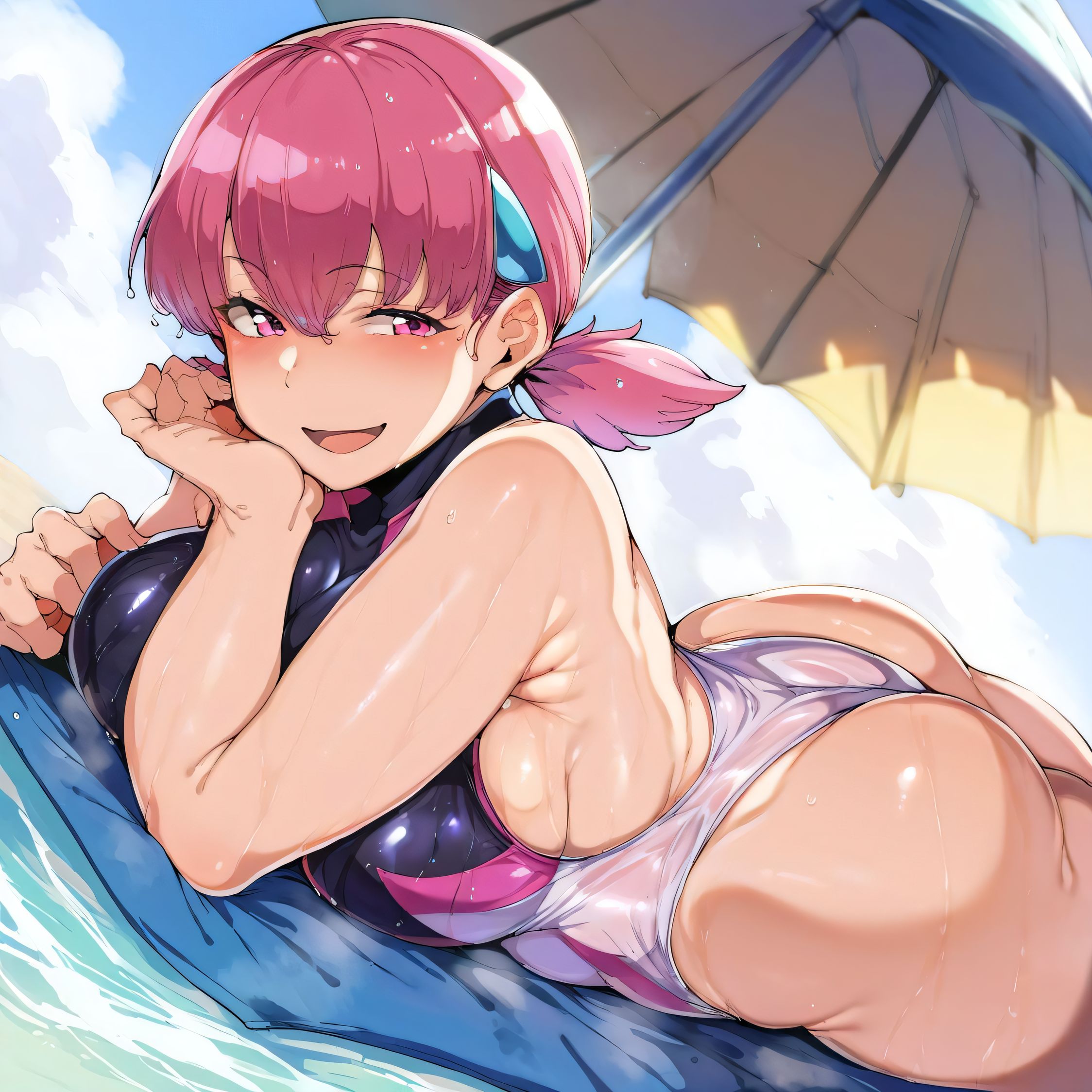 1girls, ai generated, alternate breast size, big breasts, breasts, busty, castle12, curvaceous, curvy, curvy body, curvy female, curvy figure, female, huge breasts, large breasts, nipples, pokemon, sweat, sweating, sweaty, sweaty body, sweaty breasts, swimsuit, thick thighs, thighs, venus body, whitney (pokemon)