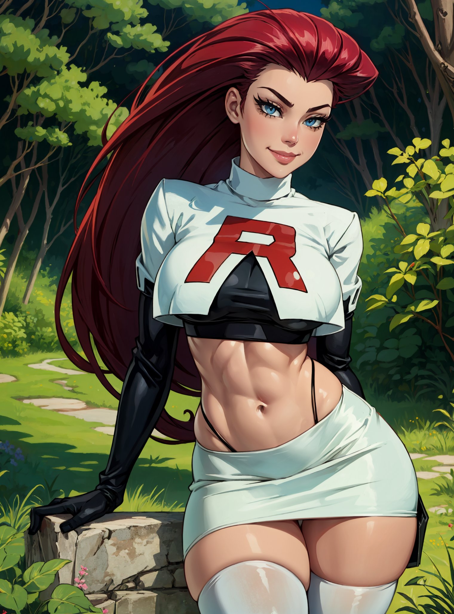 ai generated, female, jessie (pokemon), looking at viewer, makimass ai, pokemon