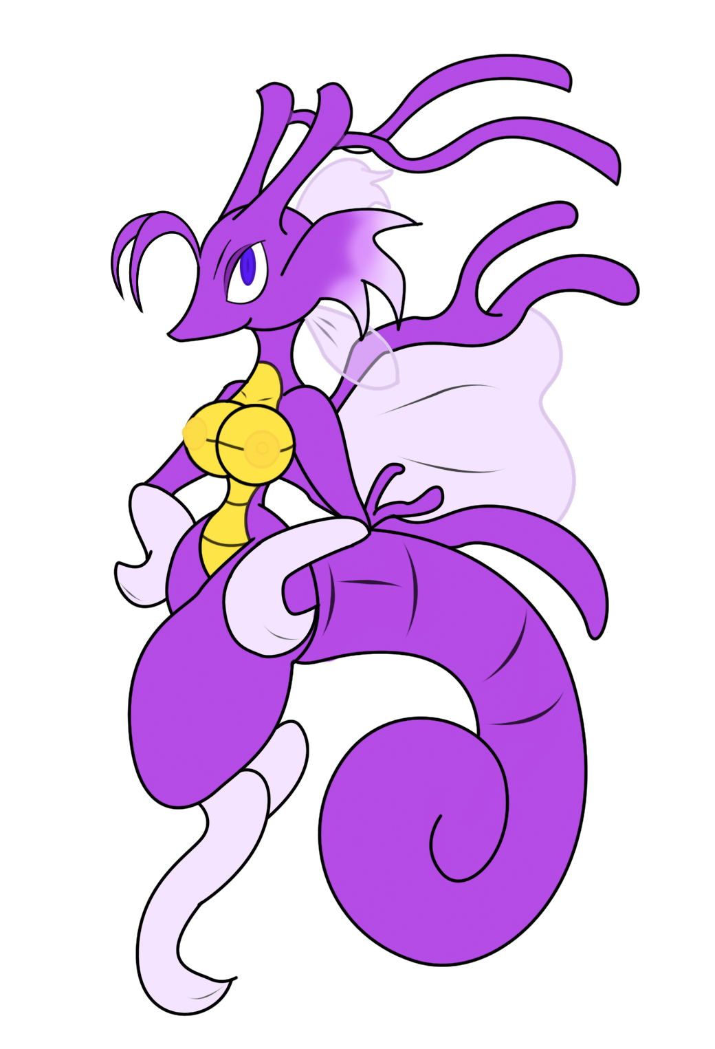 anthro breasts color female female_only gb_of_bs kingdra nipples nude pokemon purple_body shiny_kingdra shiny_pokemon solo tail white_background