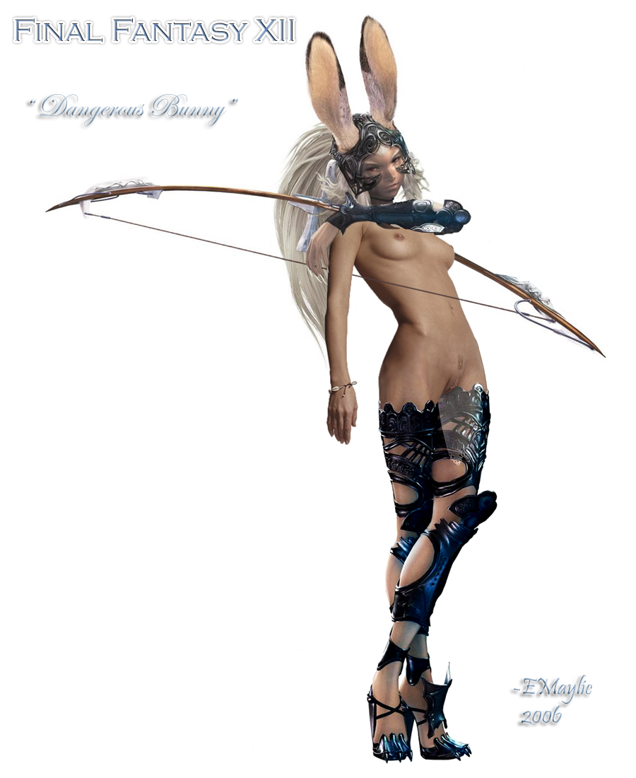 bow_(weapon) female female_only final_fantasy final_fantasy_xii fran_(ffxii) functionally_nude photoshop solo uncensored viera weapon