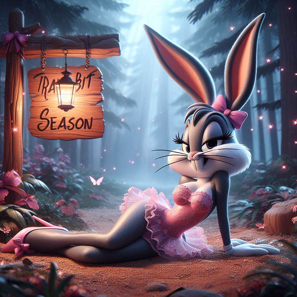 ai_generated bedroom_eyes bugs_bunny genderswap_(mtf) high_heels lingerie looney_tunes rule_63