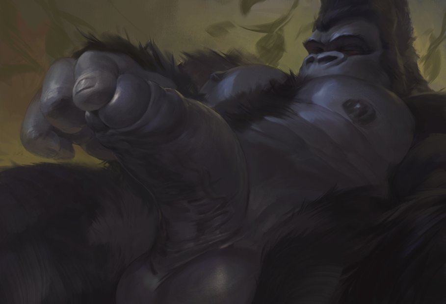 2017 abs anthro ape areola balls biceps big_penis black_fur body_hair chest_hair chest_tuft closed_eyes darkgem erection foreskin front_view fur furry gorilla grey_balls grey_nipples grey_penis grey_skin hairy hand_on_penis huge_cock humanoid_hands humanoid_penis male male_only mammal muscular muscular_male nipples nude partially_retracted_foreskin pecs penis primate pubes retracted_foreskin simple_background sitting snout solo spread_legs spreading thick_penis thick_thighs tuft uncircumcised uncut vein veiny_penis