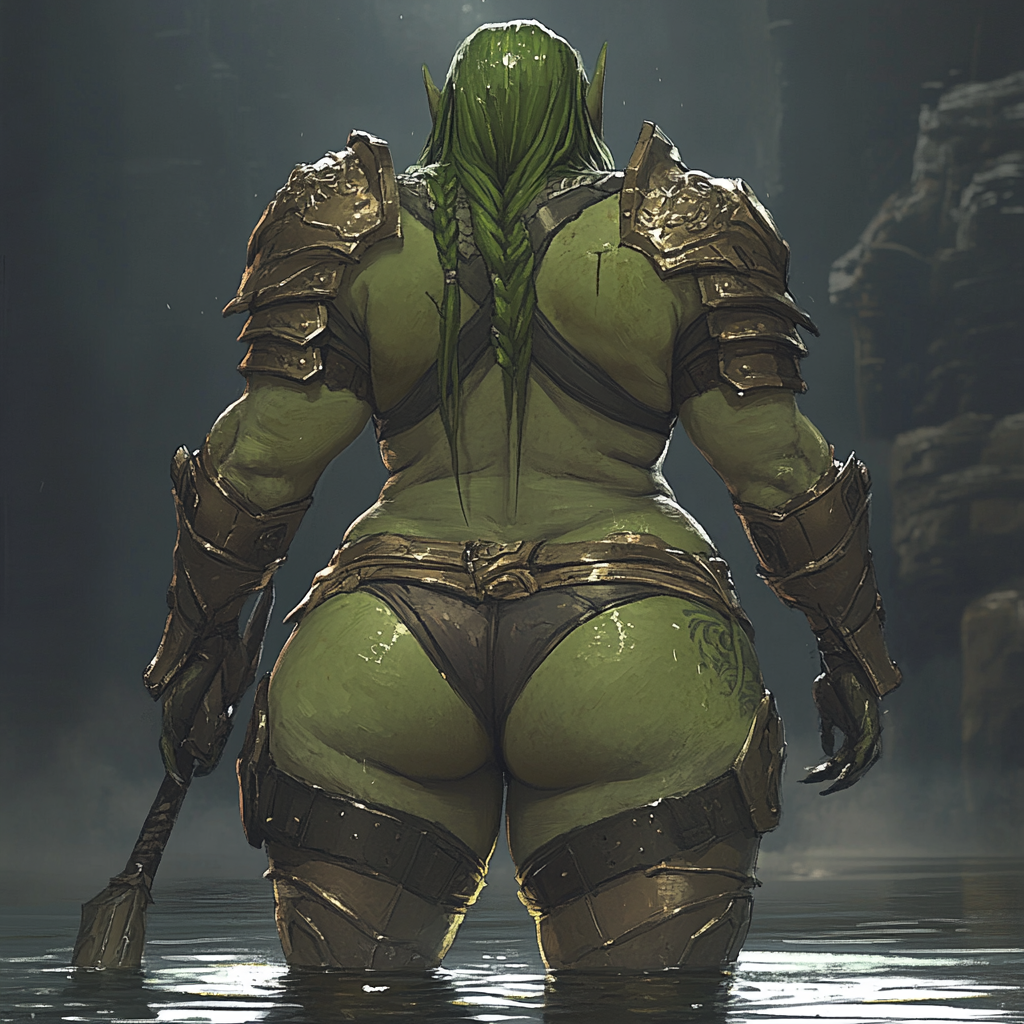 ai_generated bbw big_ass curvy curvy_female darkinea_realm fat fat_ass female green_body green_skin huge_ass