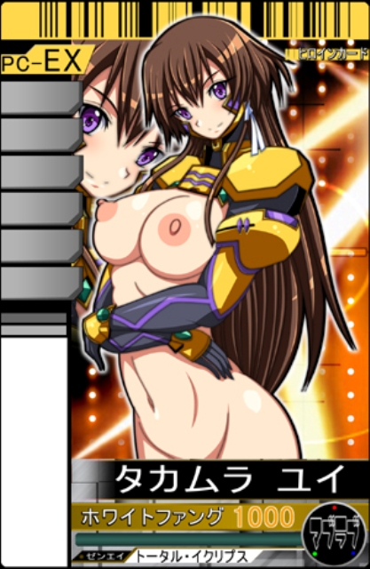 1girls areolae breasts brown_hair card female muv-luv muv-luv_alternative_-_total_eclipse purple_eyes rapidangel solo_focus takamura_yui very_long_hair