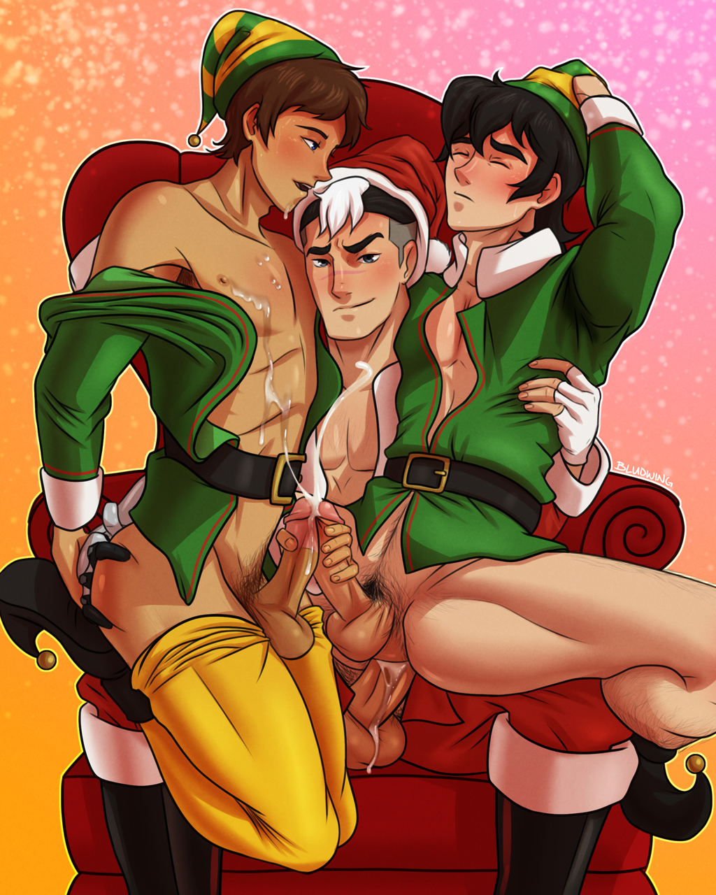 3boys anal bludwing christmas circumcised cum cum_in_ass cum_inside cum_on_body cumshot erection gay keith_kogane lance_mcclain male male_only multiple_boys penis sex sitting smile straddling takashi_shirogane threesome voltron voltron:_legendary_defender yaoi