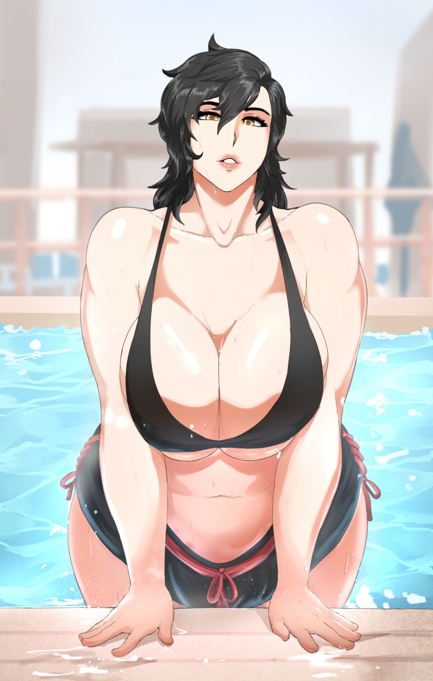 big breasts, bikini, breasts, chubby, cleavage, donaught, female, female only, large breasts, looking at viewer, solo