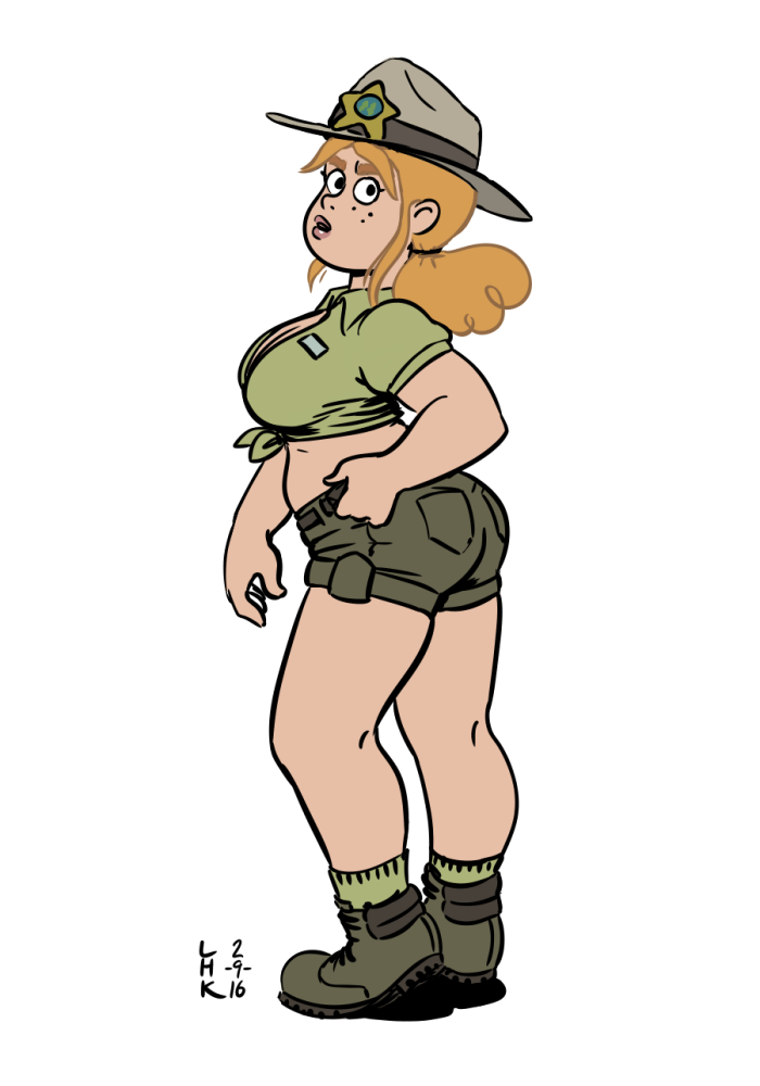 1girls ass big_breasts breasts cleavage female female_only lhk park_ranger ranger_tabes skimpy solo we_bare_bears