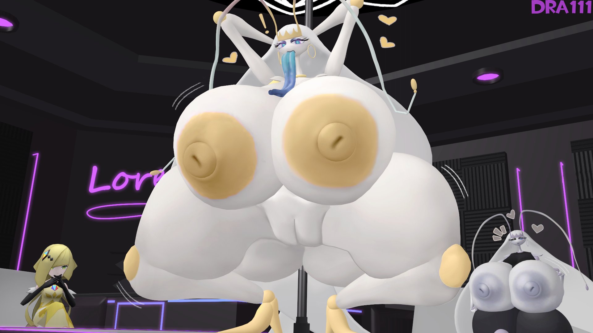 3d, 3girls, areolae, ass, barefoot, breasts, clothed, completely nude, completely nude female, dra111 (artist), dragon316, expressive, female, female only, full body, hearts around head, horny, horny female, hourglass figure, huge breasts, hyper breasts, looking at viewer, male, massive areolae, massive ass, massive breasts, naked, naked female, nipples, nude, nude female, partial male, pheromosa, pokemon, pokemon (species), pole, pussy, spread legs, stripper pole, ultra beast, vagina, visible pussy