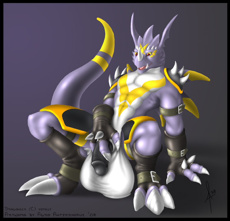 2008 3_fingers 3_toes abs agroalba anthro arm_support armor balls biceps big_balls big_claws black_armwear black_border black_clothing black_gloves black_legwear black_penis black_socks border claws clothing digimon digital_media_(artwork) dragon dragoneer_(character) facial_markings fan_character fingerless_gloves flaccid front_view glans gloves greaves grey_background head_wings horn huge_balls humanoid_penis hyper hyper_balls leaning leaning_back legwear long_tail male male_only markings membranous_wings mostly_nude multicolored_scales multicolored_tail murasadramon muscular muscular_male open_mouth pauldron pecs penis pink_tongue purple_scales purple_tail purple_wings red_eyes scales scalie signature simple_background socks solo spikes straps thick_tail toe_claws toeless_socks toes tongue two_tone_tail white_balls white_claws white_horn white_scales wings yellow_markings yellow_scales yellow_sclera yellow_tail