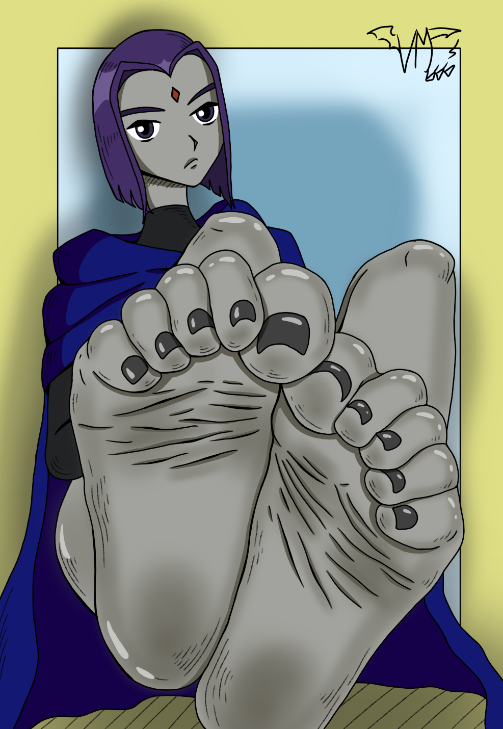 1girls barefoot big_ass female female_only foot_fetish pale_skin purple_hair raven_(dc) solo solo_focus tagme teen_titans toes vamp666s