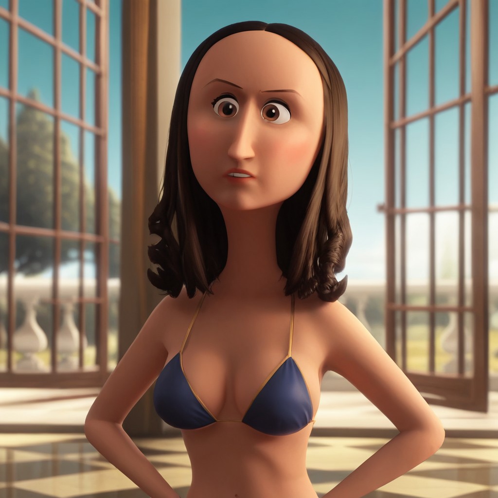 1girls 2025 20th_century_fox 20th_century_studios ai_generated background bikini boobs brown_eyes brown_hair civitai d3rmal dreamworks dreamworks_animation garden jay_ward_productions lisa_del_giocondo long_hair looking_at_viewer mona_lisa mouth_open mr._peabody_and_sherman museum rocky_and_bullwinkle serious tagme window