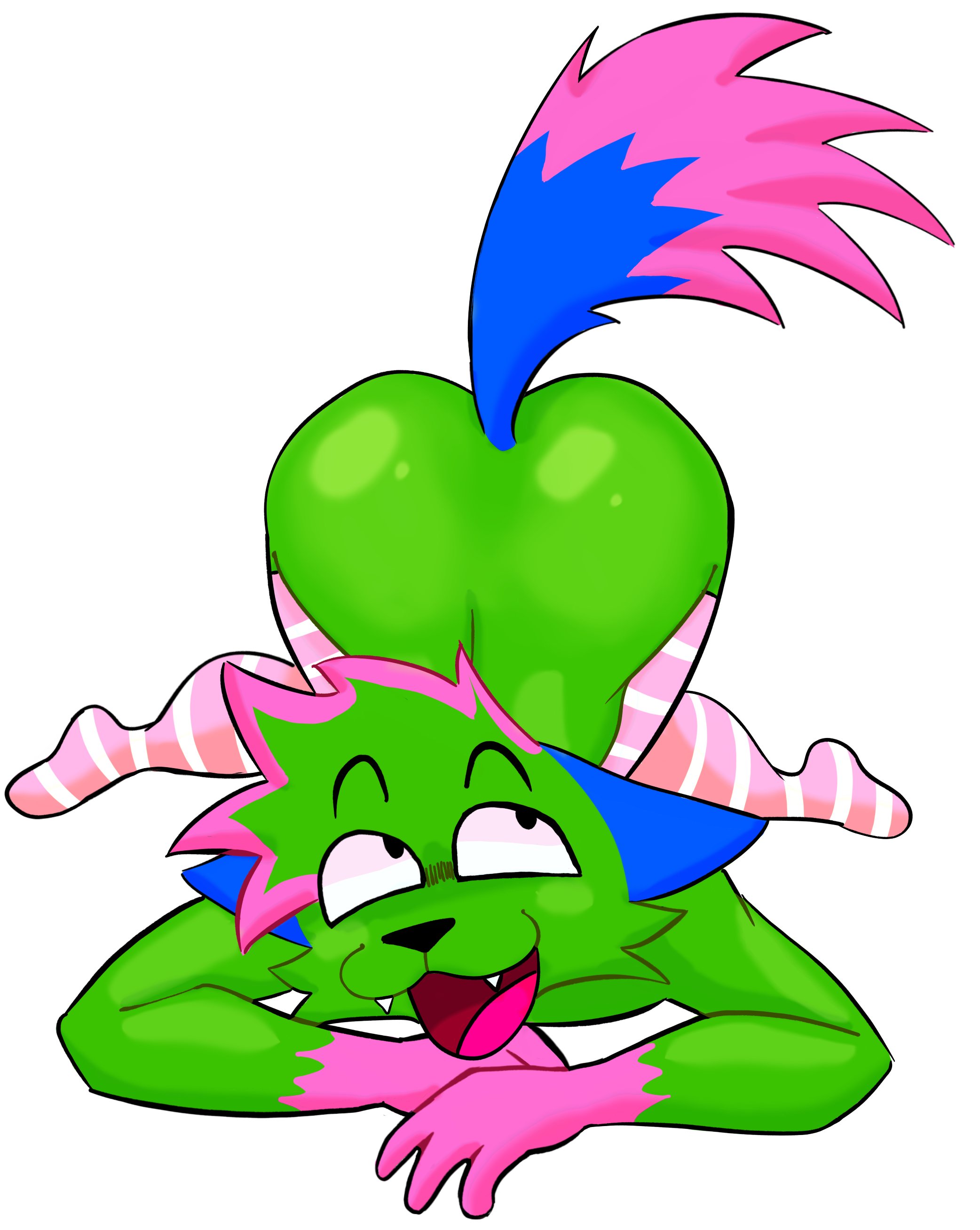 ass, ass up, camberally, dont touch my pizza guy, femboy, femboy socks, furry, green fur, jack-o pose, kevin (nyanwolf), male, naked, nude, nyanwolf, stripped socks, tagme, wolf