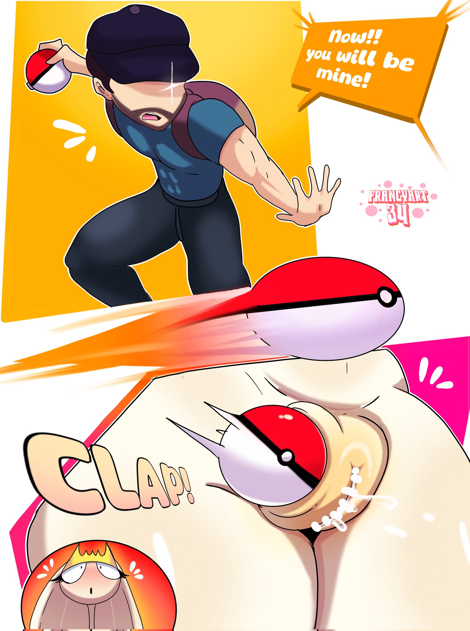 female, francyart34, male, male/female, orgasm, pheromosa, poke ball, pokeball, pokemon, pokemon (species)