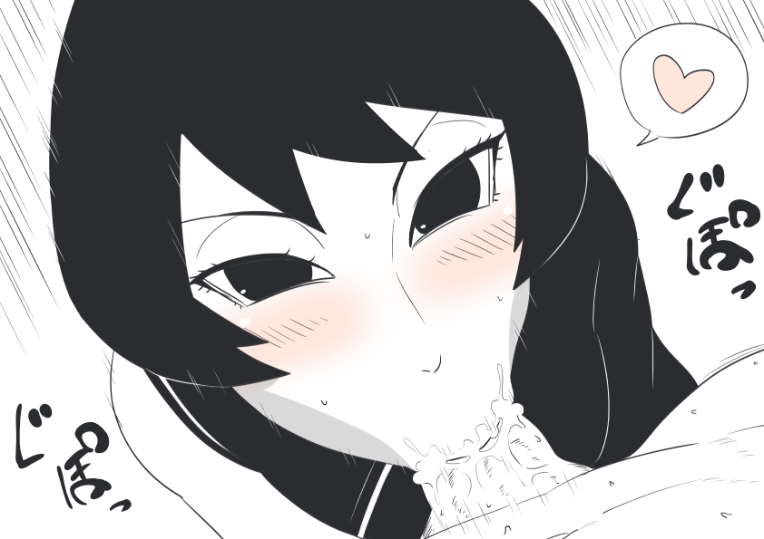 aroused, boruto: naruto next generations, breasts, cum, cum in mouth, cumshot, cute, deepthroat, eeshin (eishin5584), faceless male, fellatio, female, kurotsuchi, looking at viewer, love, male, medium breasts, monochrome, naruto, naruto (series), open eyes, oral, short hair